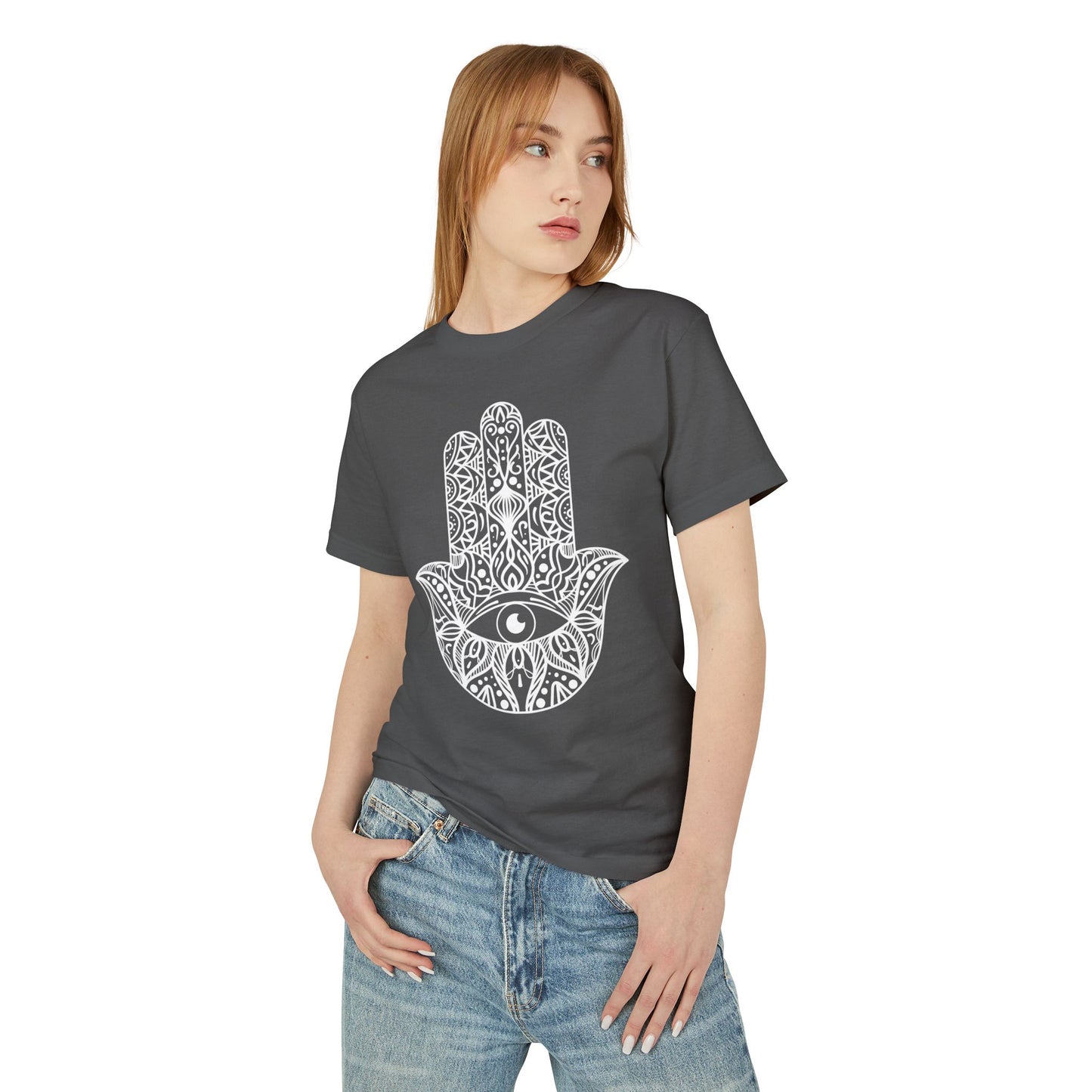 Evil Eye Protection Unisex Tee, Symbolic Spiritual Cotton T-Shirt, Hand of Fatima Positive Vibe Shirt, Mystic Charm Graphic Top, Gift for