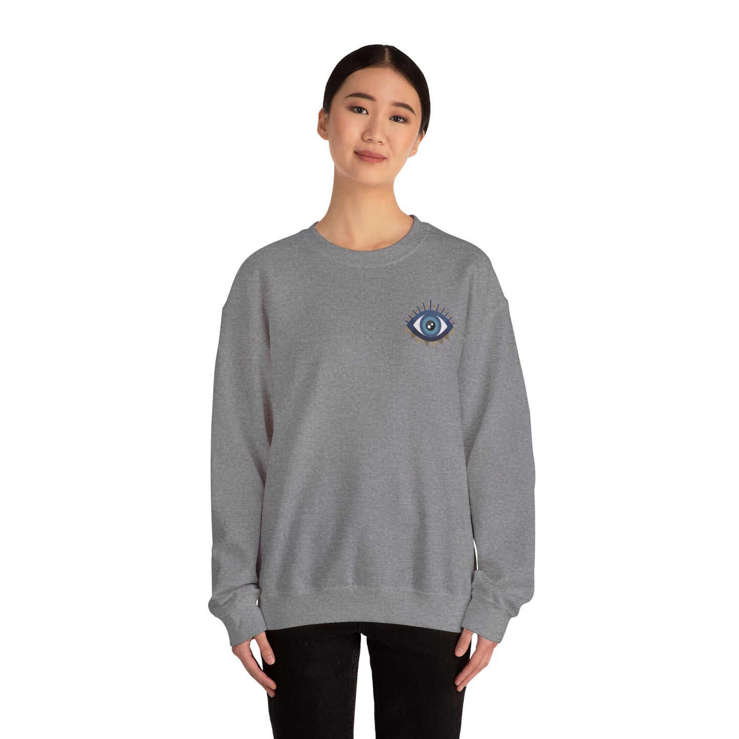 Evil Eye Protection Sweatshirt, Unisex Crewneck Jumper, Ward Off Negativity, Spiritual Clothing, Eye Symbol Apparel
