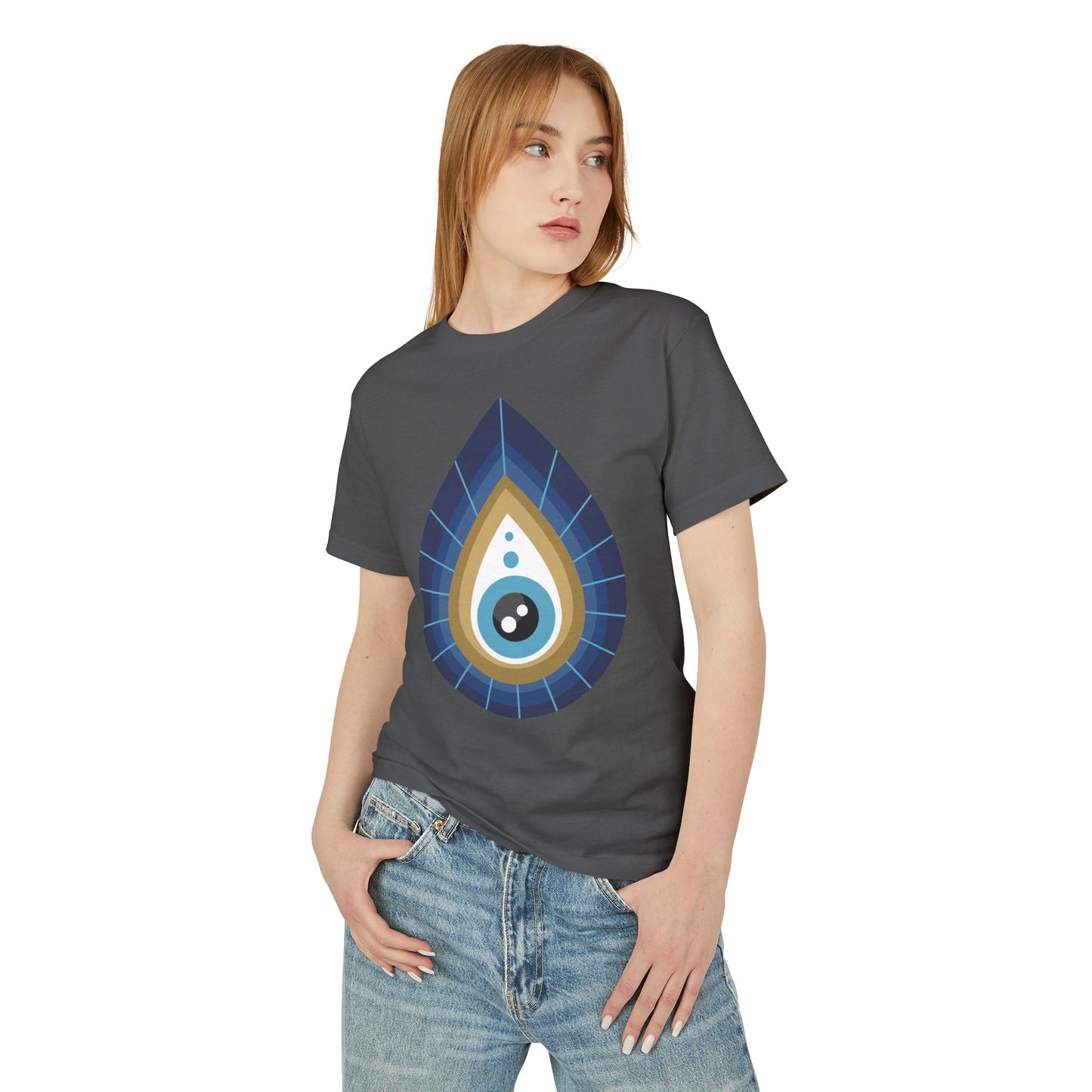 Evil Eye Water Drop T-Shirt, Protection Luck Prosperity Gift, Spiritual Symbol Unisex Tee, Middle Eastern Charm Shirt, Mystical Eye Graphic