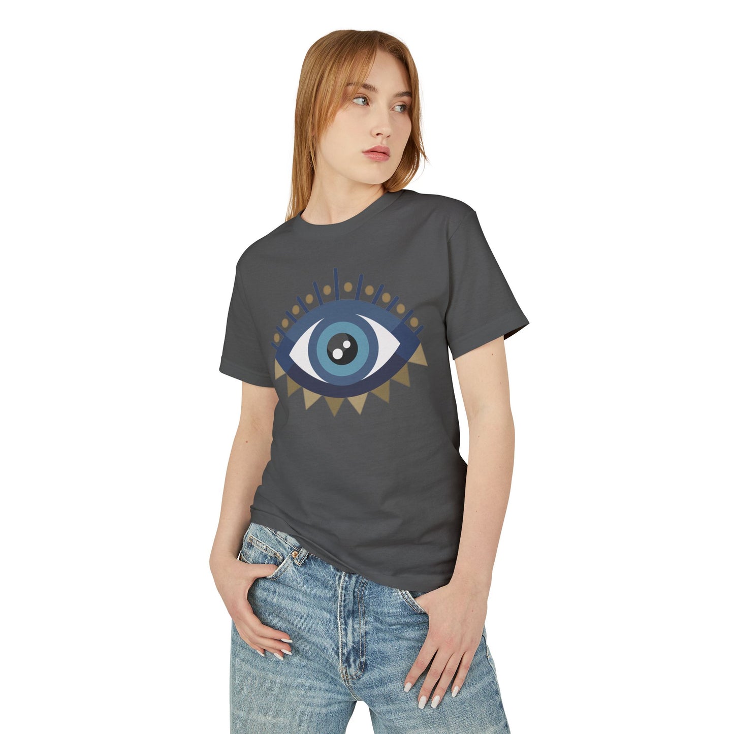 Evil Eye Tee, Spiritual Symbol Unisex Cotton T-shirt, Middle Eastern Charm Shirt, Mystical Eye Graphic Top, Protection Luck Prosperity Gift,