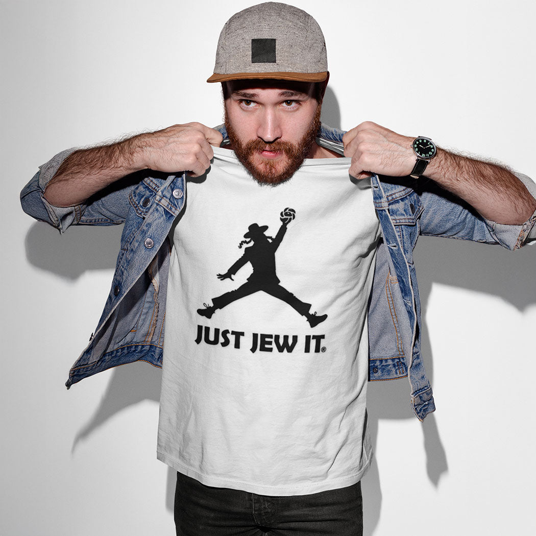 Just Jew It® Funny Rabbi with Challah Bread - Unisex Tee, Jewish Humor T-Shirt