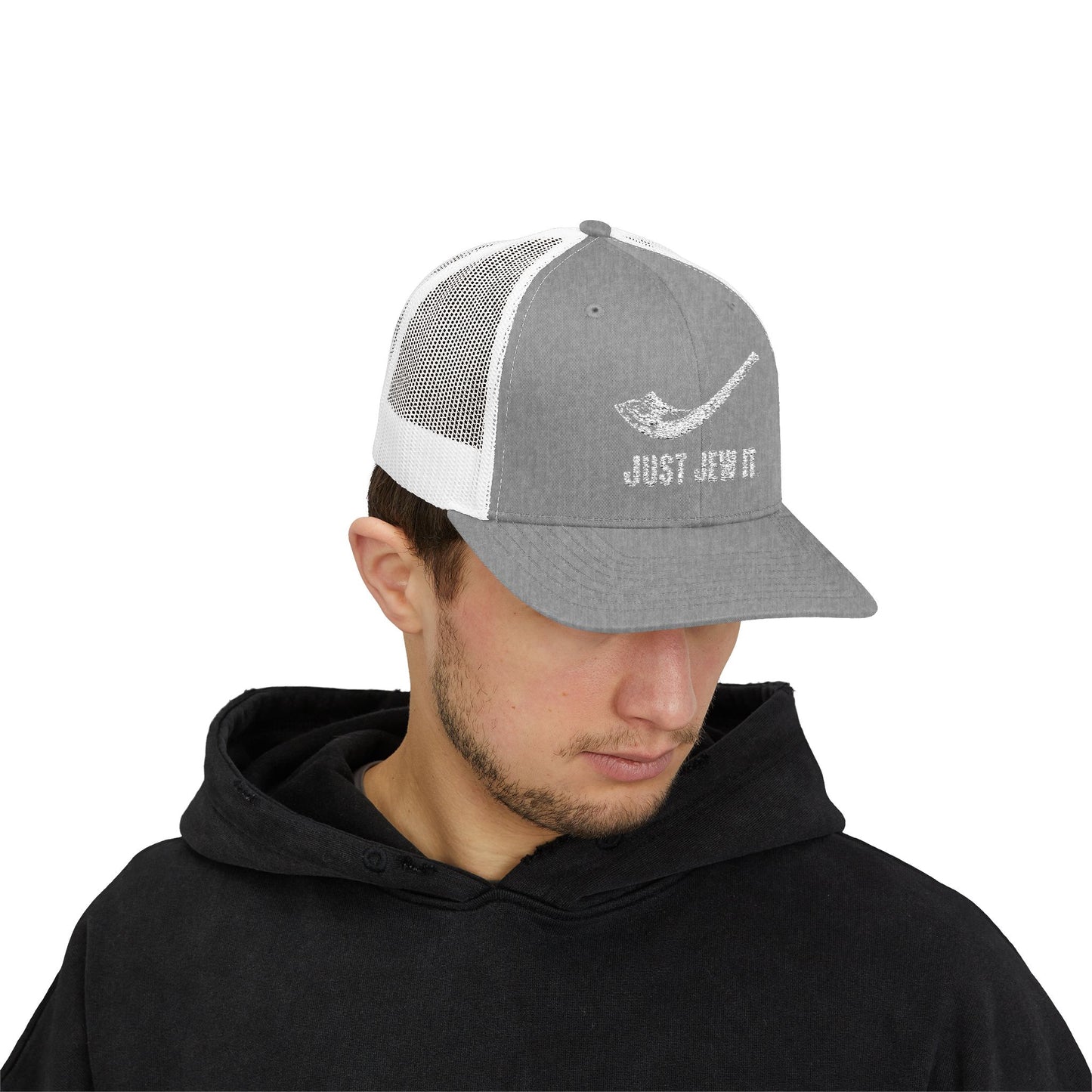 Embroidered Just Jew It® Official Snapback Trucker Cap - Stylish Mesh Hat for Jewish Culture & Pride