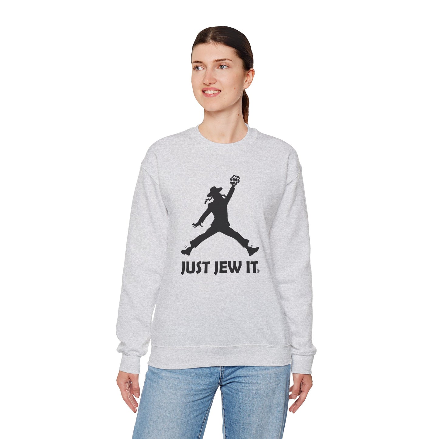 Just Jew It® Official Sweatshirt - Jumping Man with Challa Bread