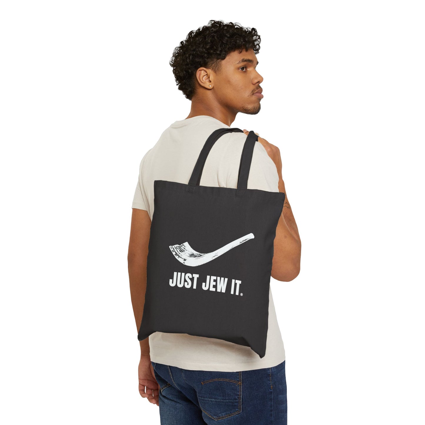 Just Jew It® Shofar - Cotton Canvas Bag, Grocery Shopping, Eco-Friendly Gift, Casual Outing