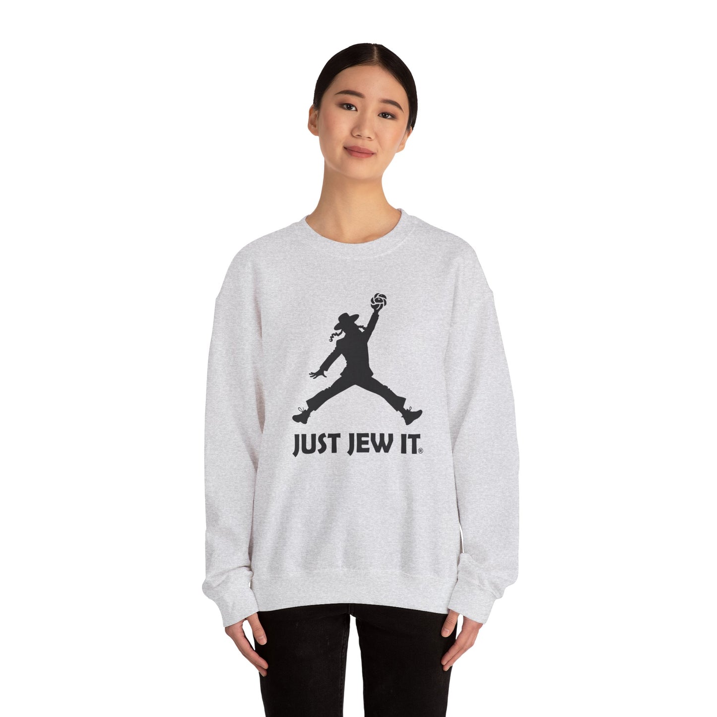 Just Jew It® Official Sweatshirt - Jumping Man with Challa Bread