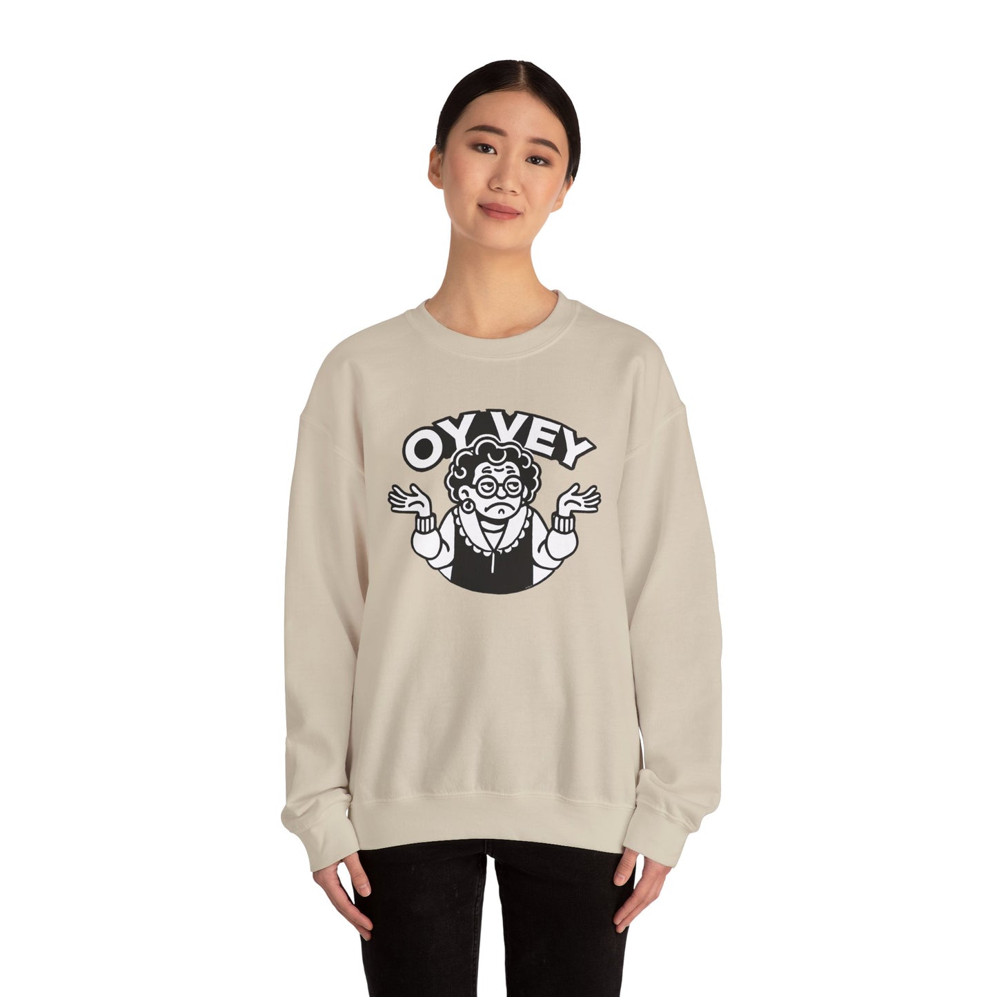 Oy Vey All Day - Granny Shrug Sweater Funny Gift for Food Lovers, Cozy Crewneck for Everyday Wear, Perfect for Holidays & Casual Events