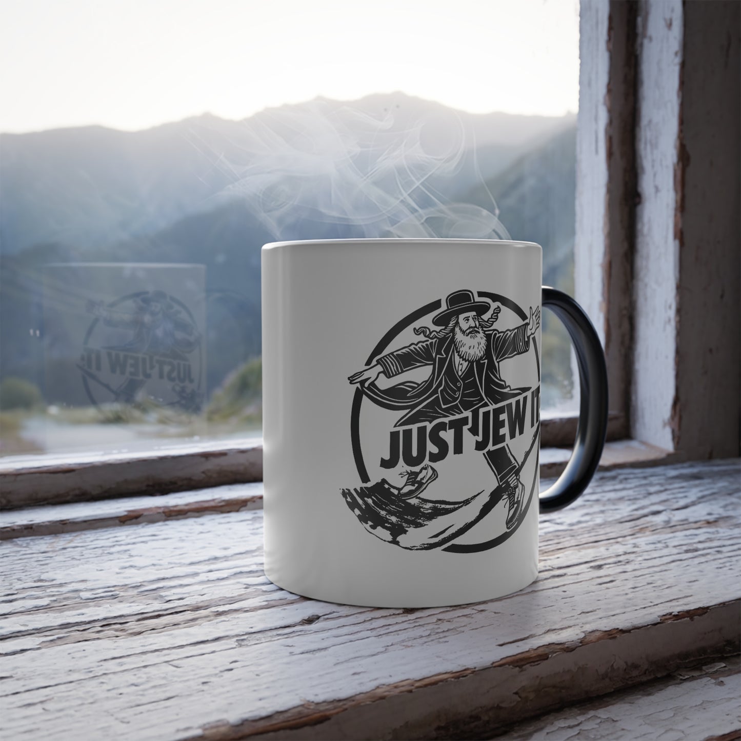 Color Morphing Mug, Rabbi in Tennis Shoes Just Jew It® Shofar Mug, Coffee Cup, Jewish Gift, Novelty Tea Mug, Heat Sensitive Cup, Unique