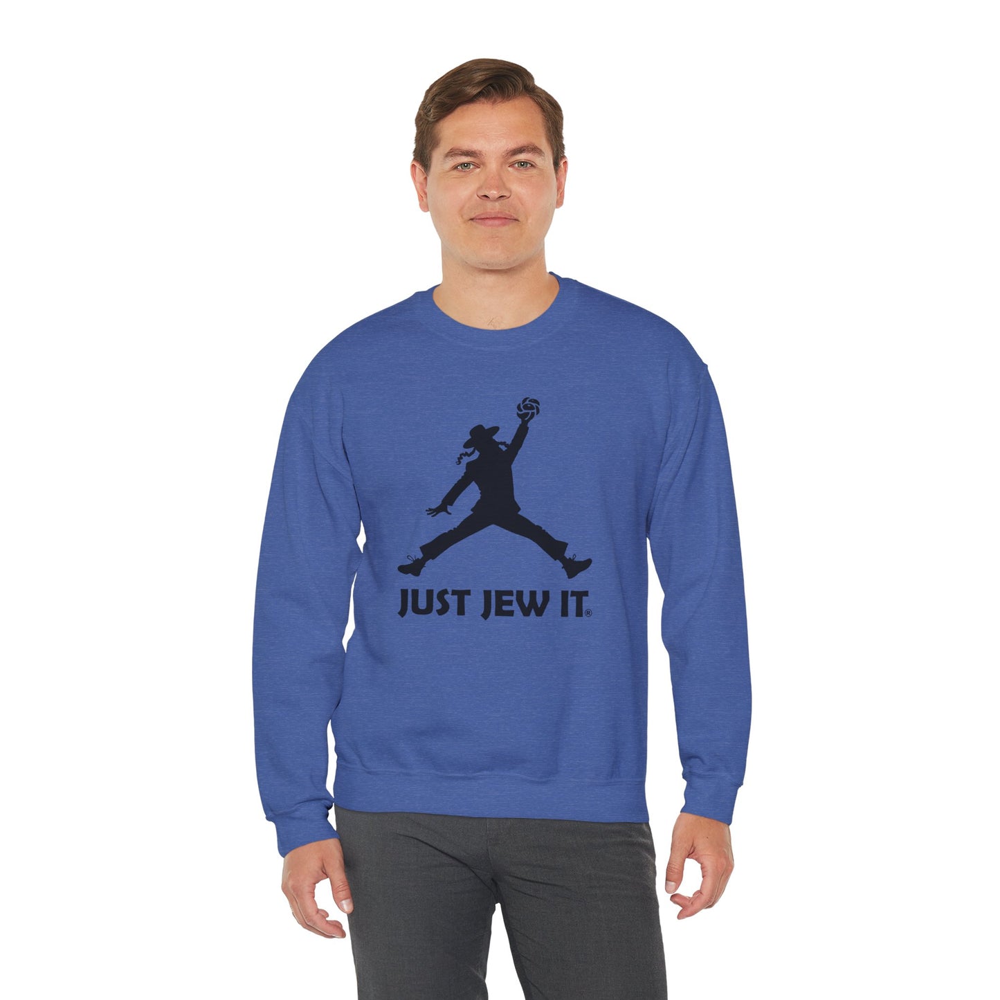 Just Jew It® Official Sweatshirt - Jumping Man with Challa Bread