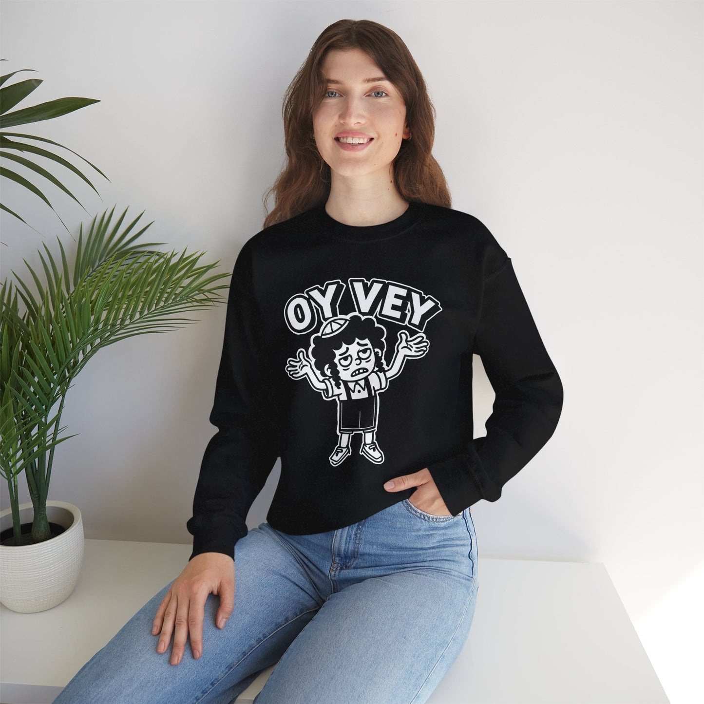 Oy Vey Tired Kid - Adult Sweatshirt Funny Gift for Food Lovers, Cozy Crewneck for Everyday Wear, Perfect for Holidays & Casual Events
