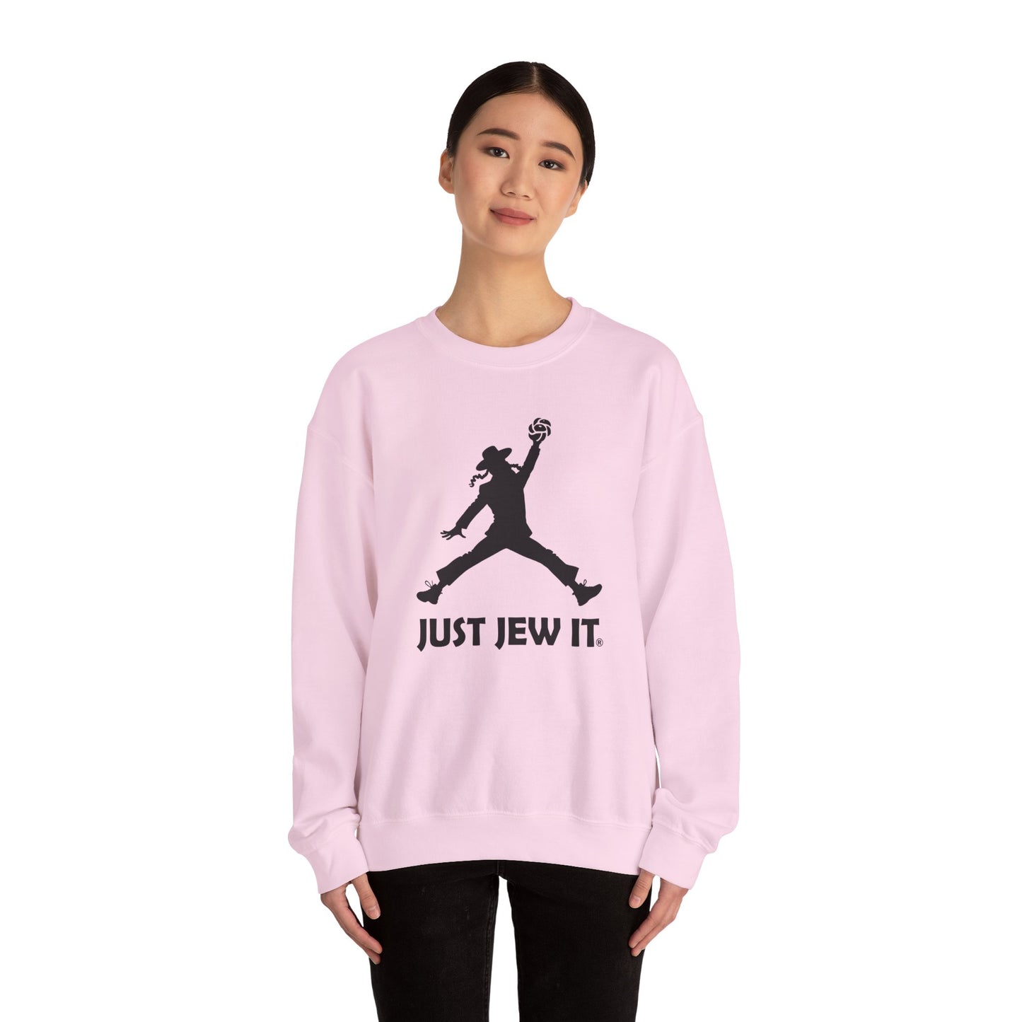 Just Jew It® Official Sweatshirt - Jumping Man with Challa Bread