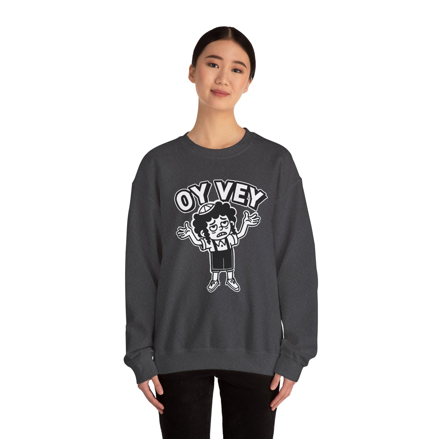 Oy Vey Tired Kid - Adult Sweatshirt Funny Gift for Food Lovers, Cozy Crewneck for Everyday Wear, Perfect for Holidays & Casual Events
