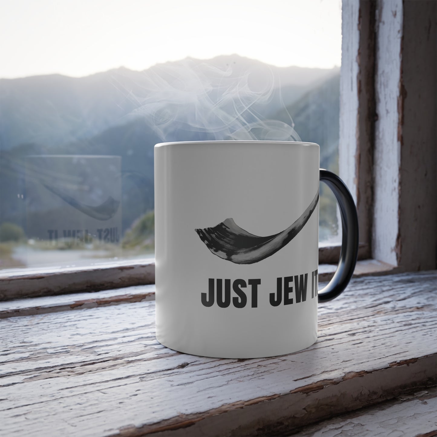 Color Morphing Mug, 11oz - Just Jew It® Official Mug Logo WIth Shofar, Jewish Gift, Coffee Cup, Tea Mug, Unique Present, Ceramic Drinkware