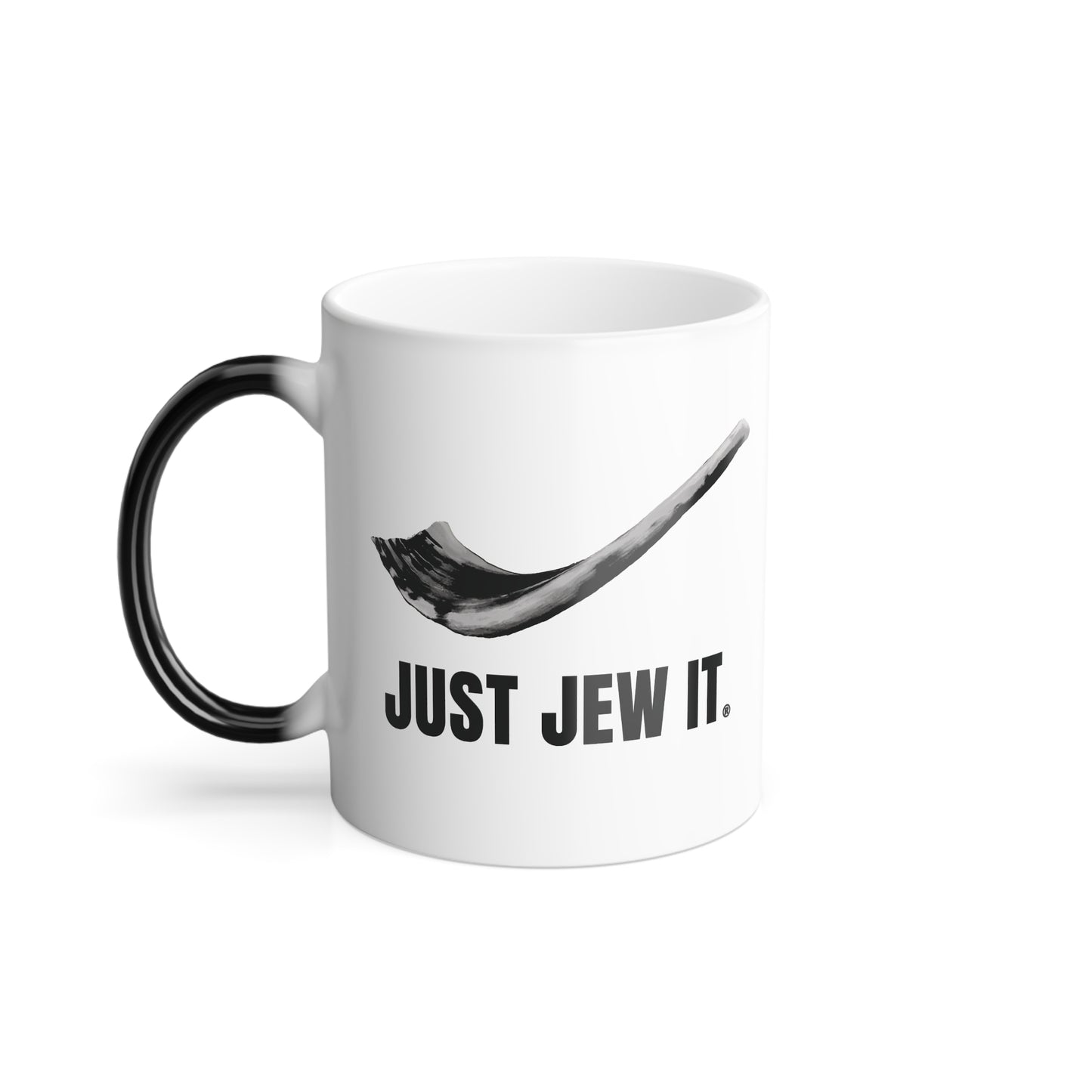 Color Morphing Mug, 11oz - Just Jew It® Official Mug Logo WIth Shofar, Jewish Gift, Coffee Cup, Tea Mug, Unique Present, Ceramic Drinkware