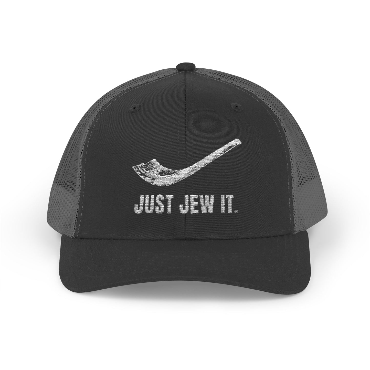 Embroidered Just Jew It® Official Snapback Trucker Cap - Stylish Mesh Hat for Jewish Culture & Pride