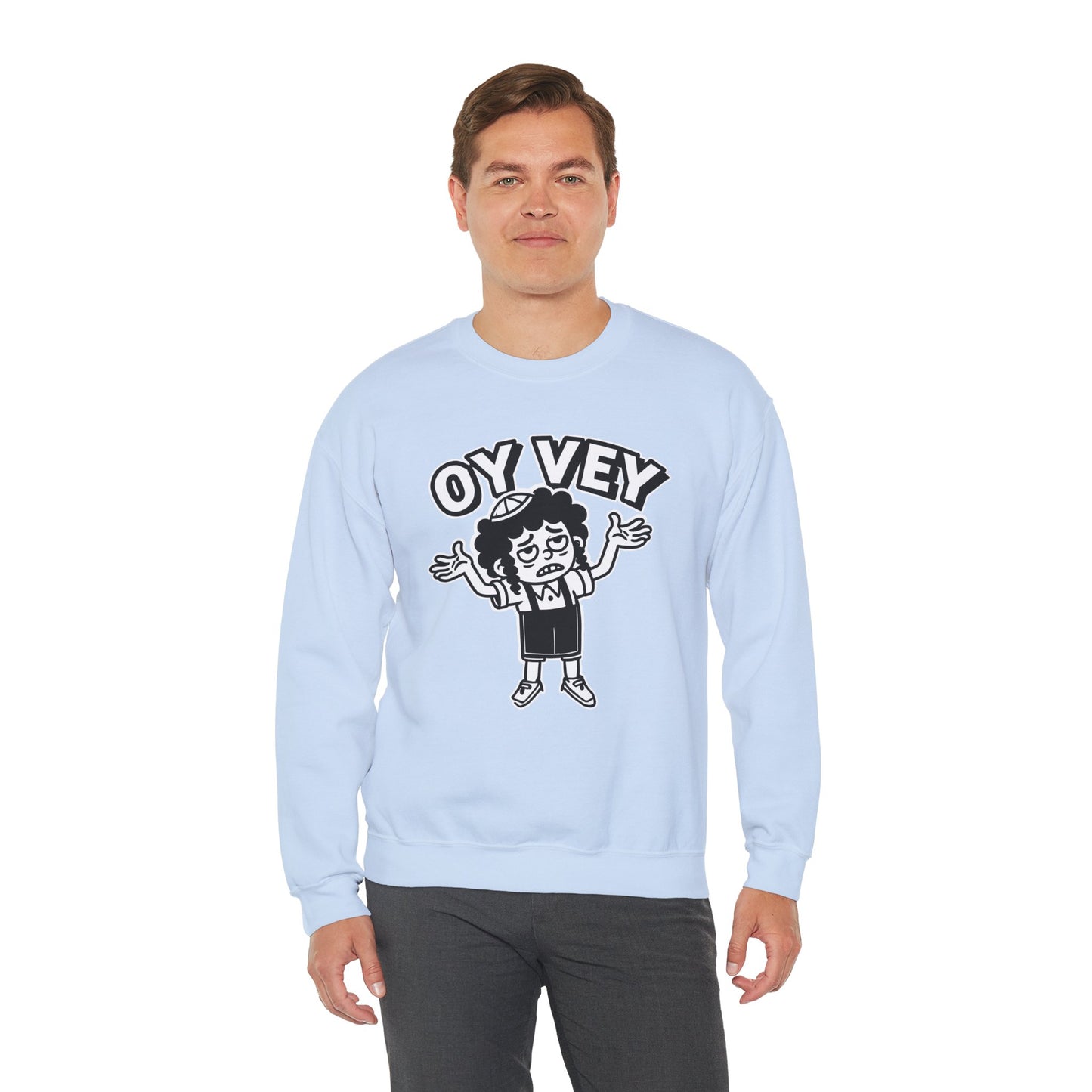 Oy Vey Tired Kid - Adult Sweatshirt Funny Gift for Food Lovers, Cozy Crewneck for Everyday Wear, Perfect for Holidays & Casual Events