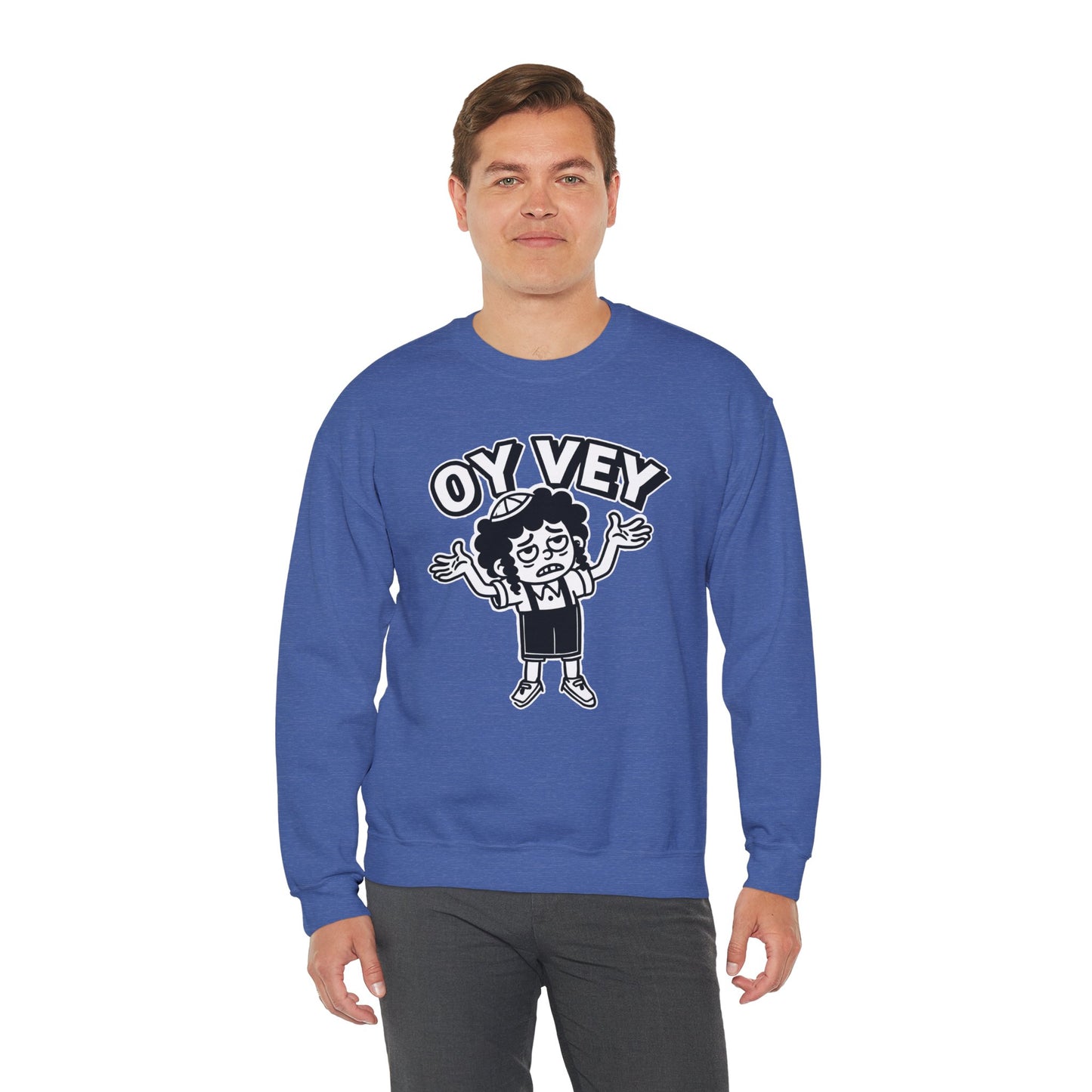 Oy Vey Tired Kid - Adult Sweatshirt Funny Gift for Food Lovers, Cozy Crewneck for Everyday Wear, Perfect for Holidays & Casual Events