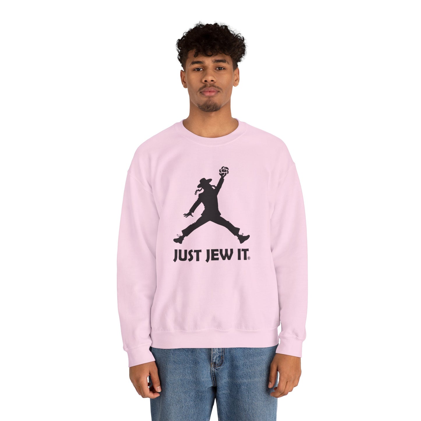 Just Jew It® Official Sweatshirt - Jumping Man with Challa Bread