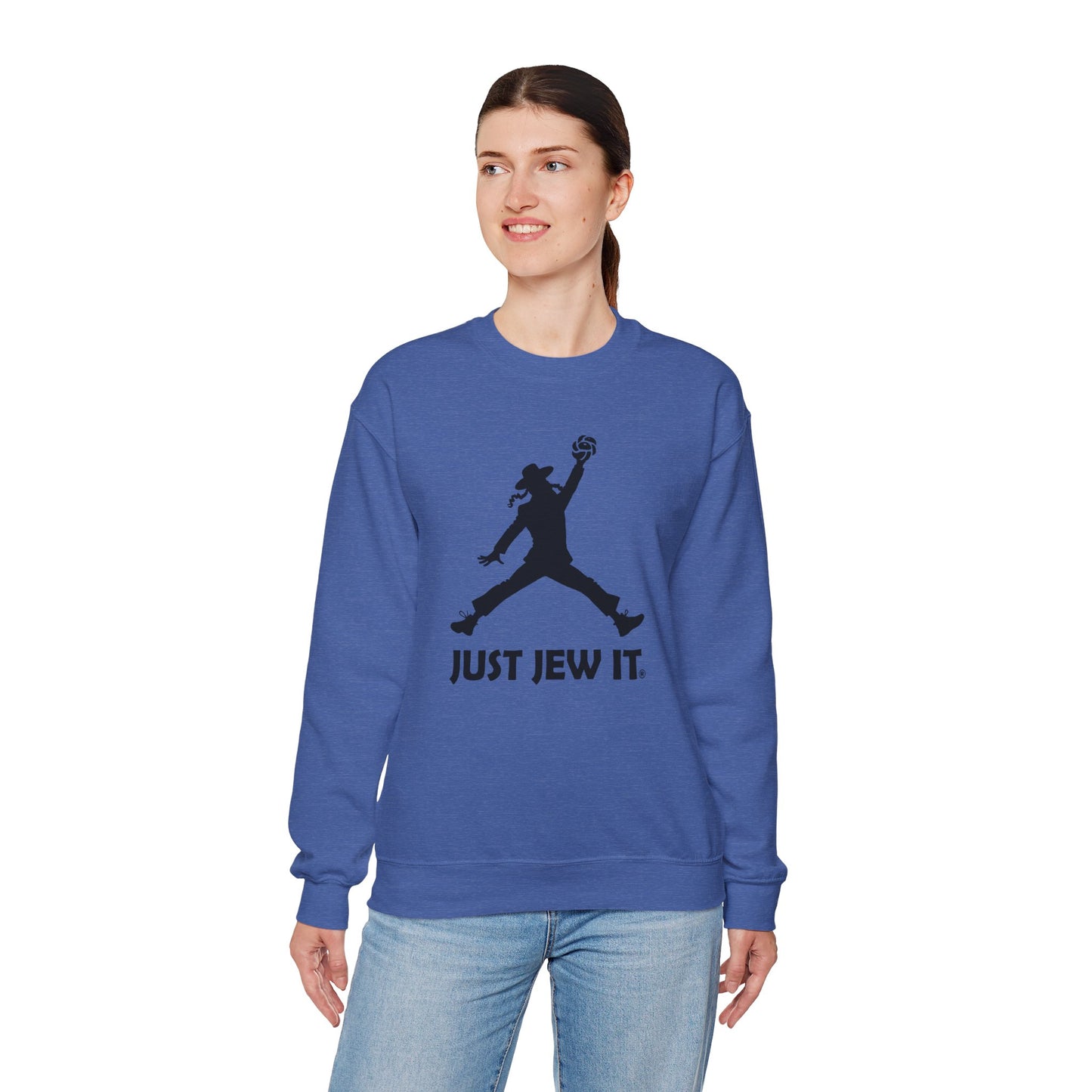 Just Jew It® Official Sweatshirt - Jumping Man with Challa Bread