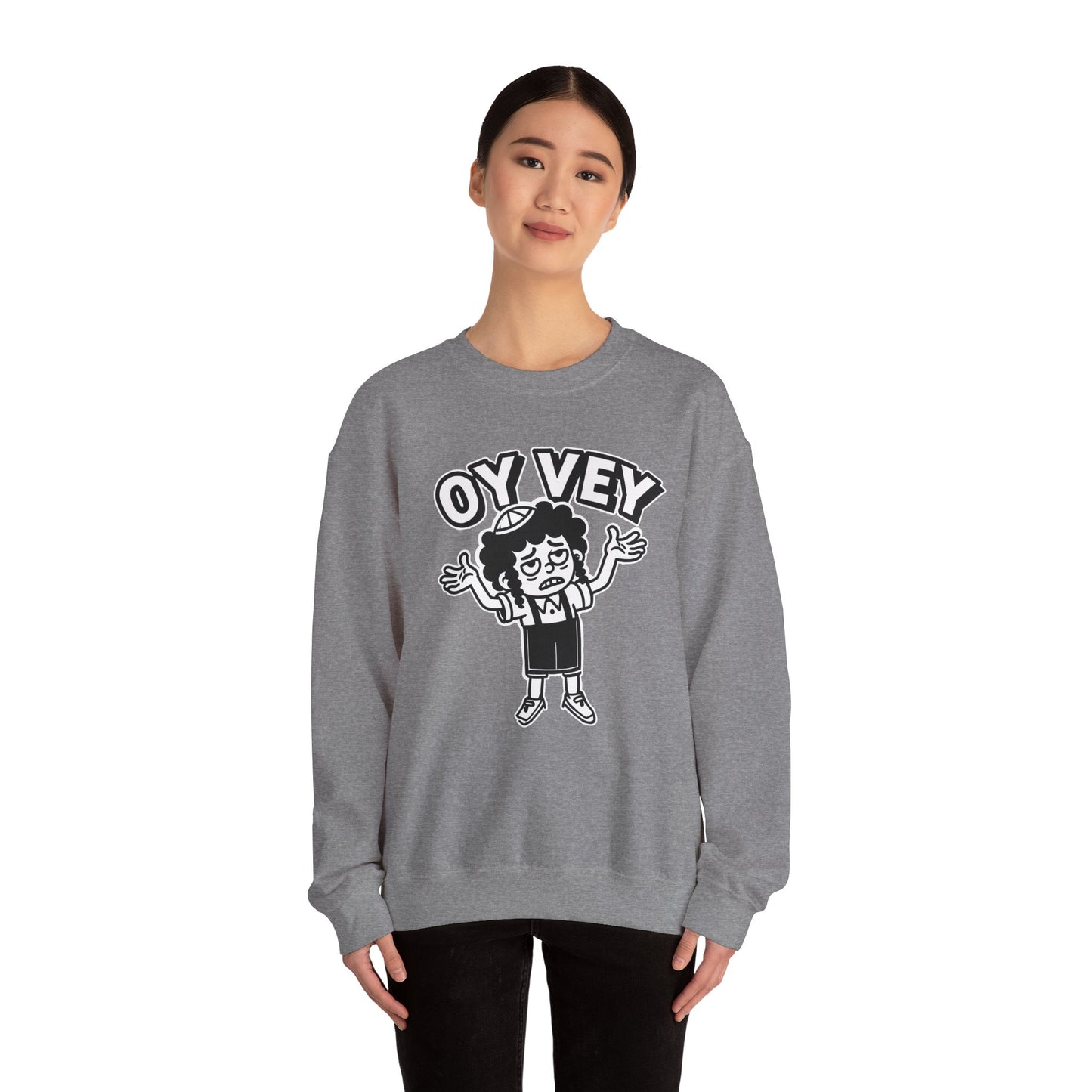 Oy Vey Tired Kid - Adult Sweatshirt Funny Gift for Food Lovers, Cozy Crewneck for Everyday Wear, Perfect for Holidays & Casual Events