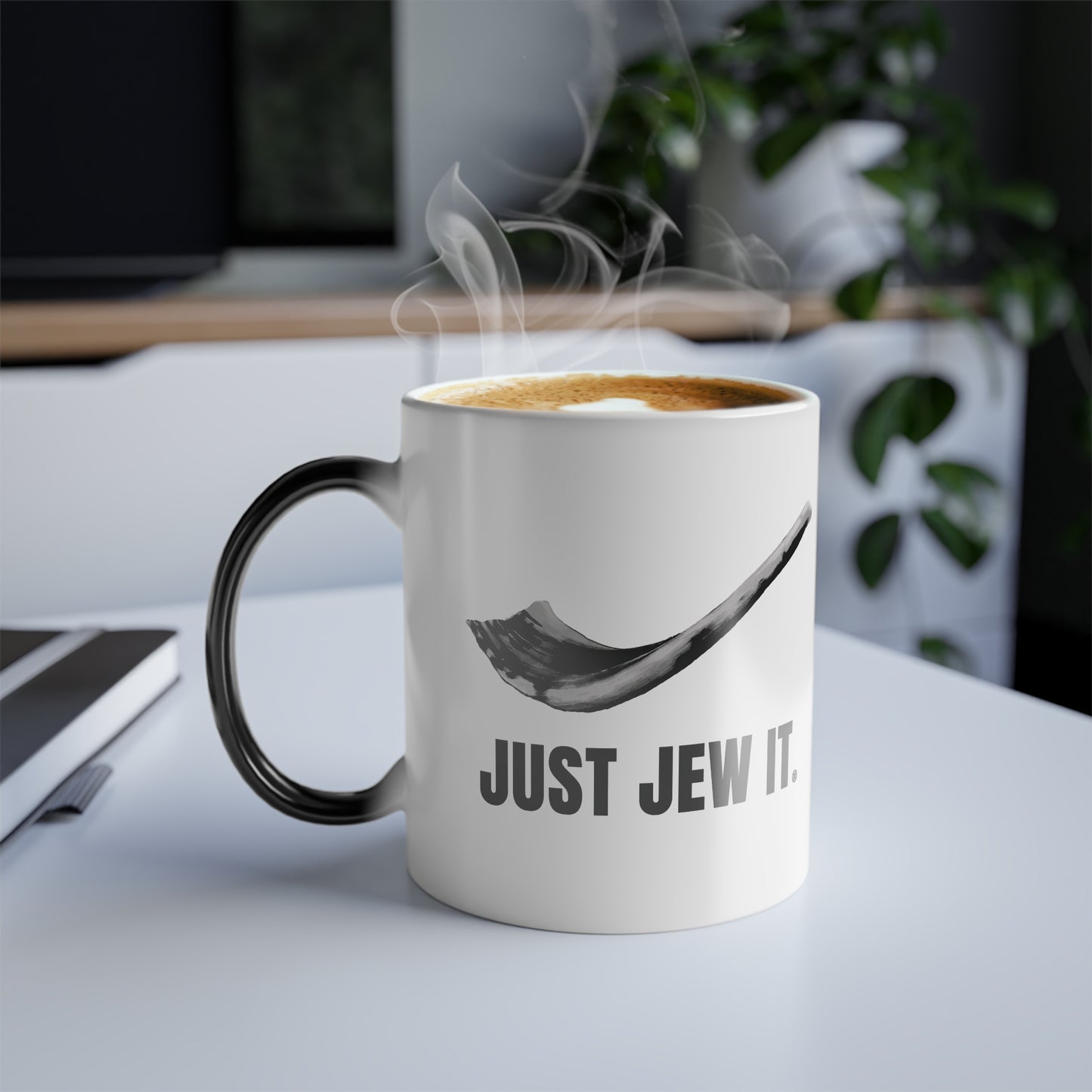 Color Morphing Mug, 11oz - Just Jew It® Official Mug Logo WIth Shofar, Jewish Gift, Coffee Cup, Tea Mug, Unique Present, Ceramic Drinkware