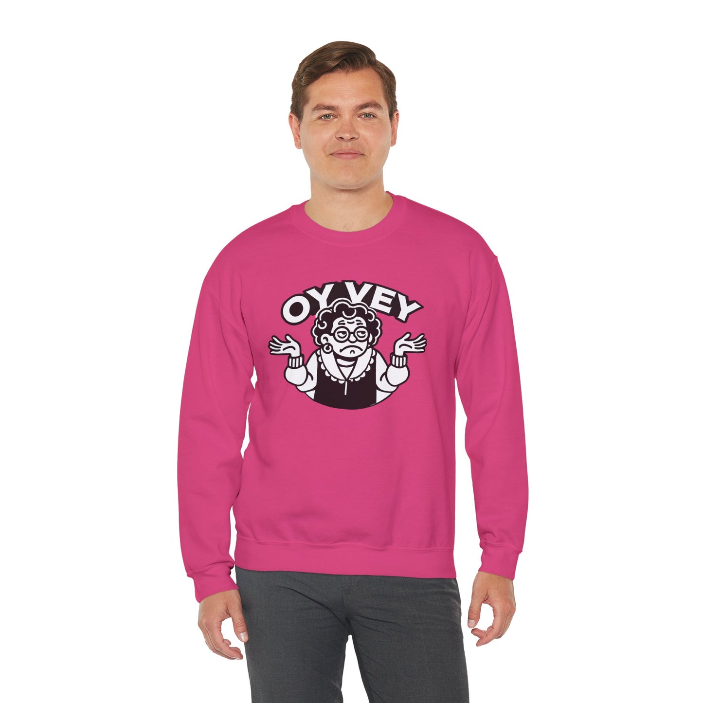 Oy Vey All Day - Granny Shrug Sweater Funny Gift for Food Lovers, Cozy Crewneck for Everyday Wear, Perfect for Holidays & Casual Events