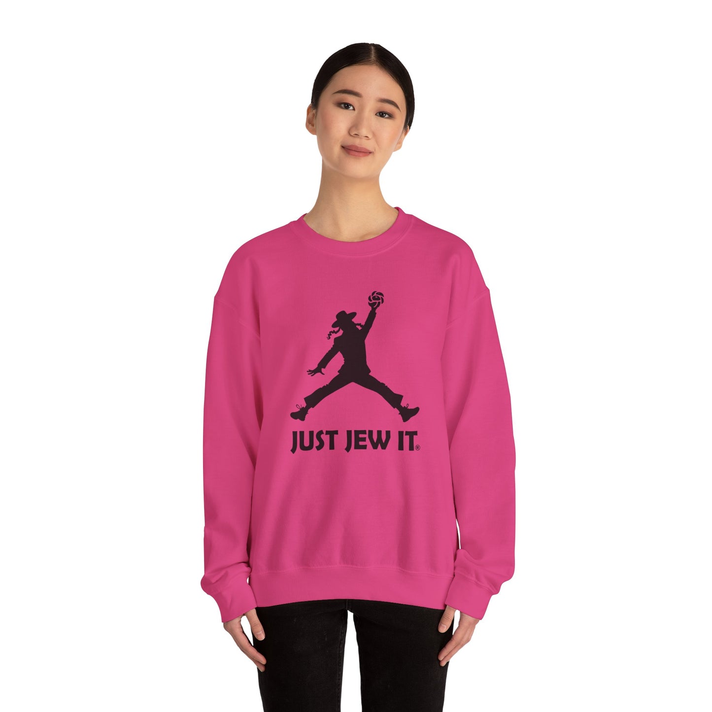 Just Jew It® Official Sweatshirt - Jumping Man with Challa Bread