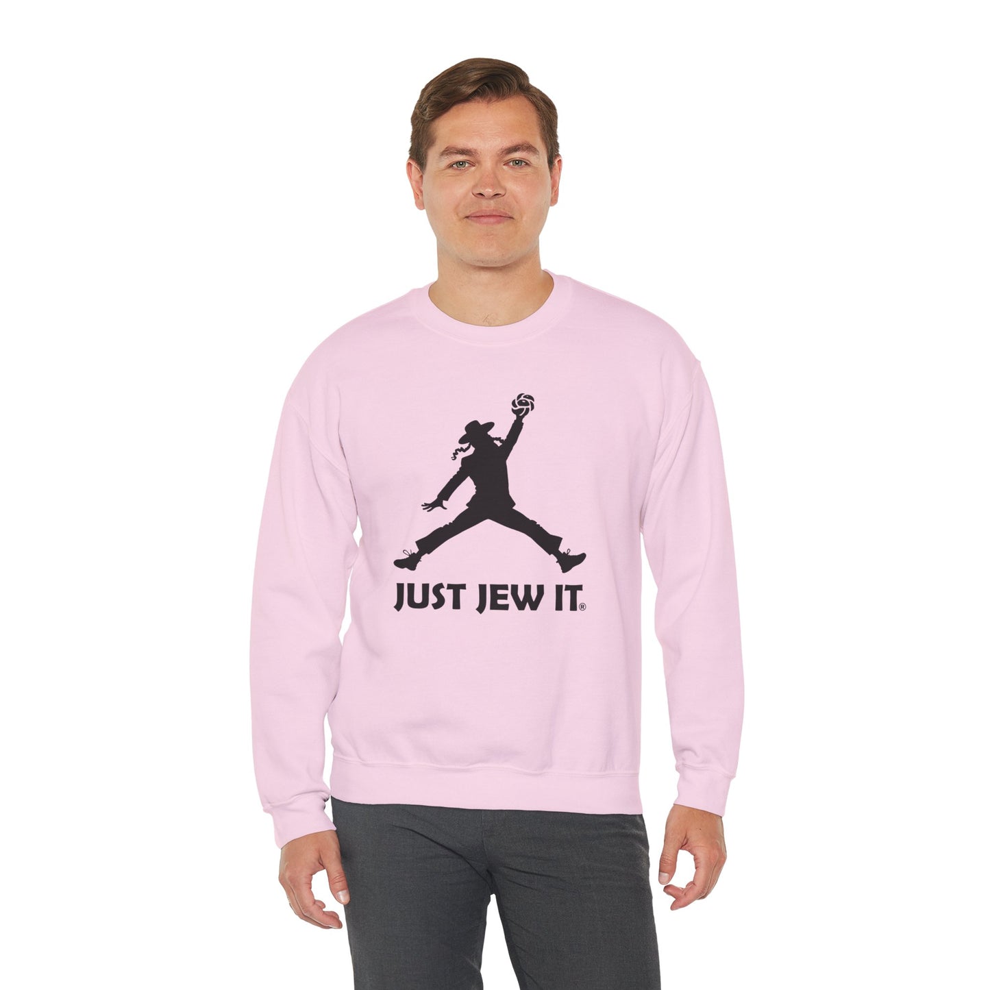 Just Jew It® Official Sweatshirt - Jumping Man with Challa Bread