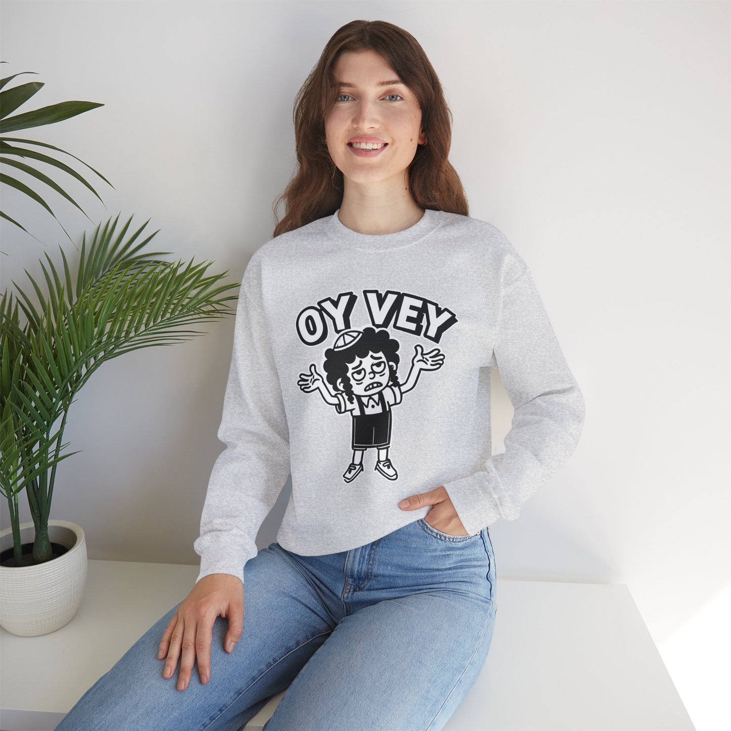 Oy Vey Tired Kid - Adult Sweatshirt Funny Gift for Food Lovers, Cozy Crewneck for Everyday Wear, Perfect for Holidays & Casual Events