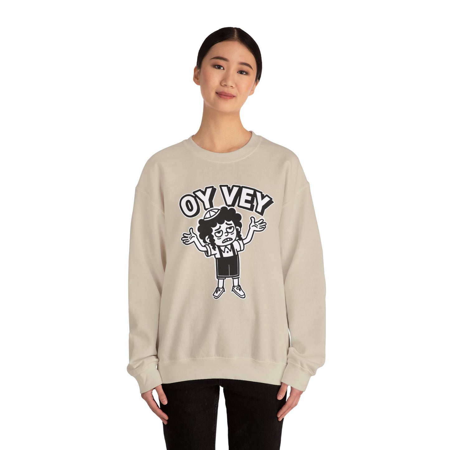 Oy Vey Tired Kid - Adult Sweatshirt Funny Gift for Food Lovers, Cozy Crewneck for Everyday Wear, Perfect for Holidays & Casual Events