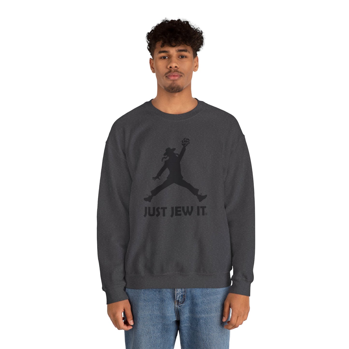 Just Jew It® Official Sweatshirt - Jumping Man with Challa Bread