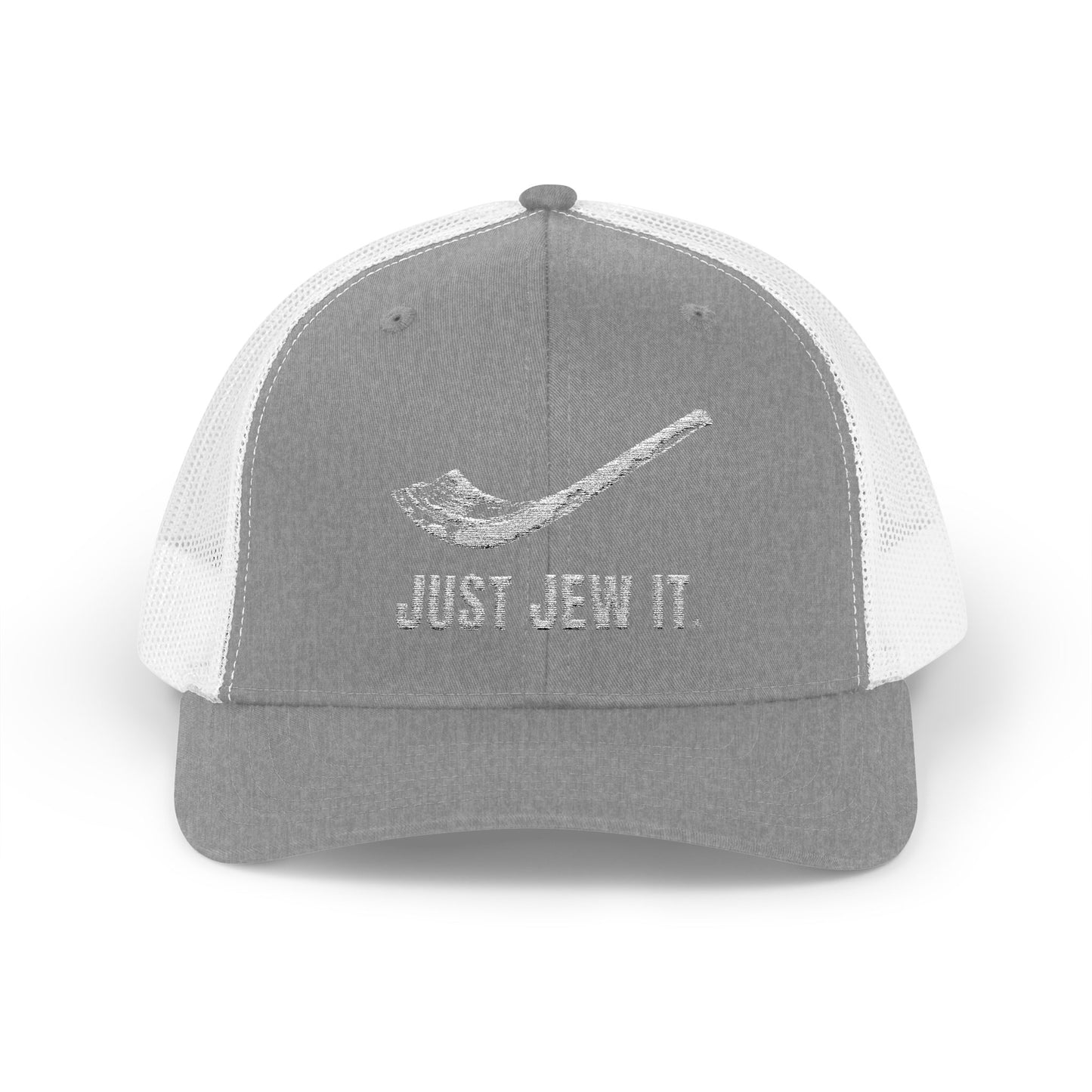 Embroidered Just Jew It® Official Snapback Trucker Cap - Stylish Mesh Hat for Jewish Culture & Pride