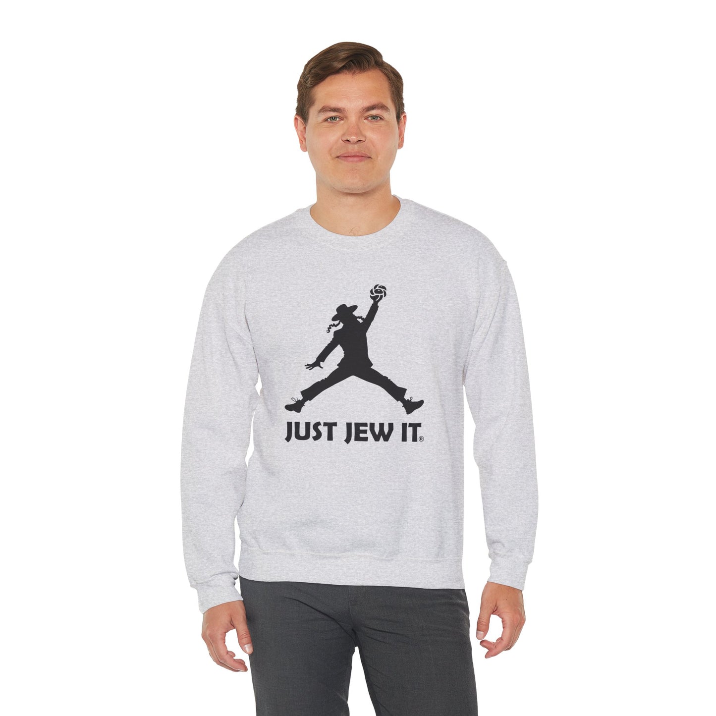 Just Jew It® Official Sweatshirt - Jumping Man with Challa Bread