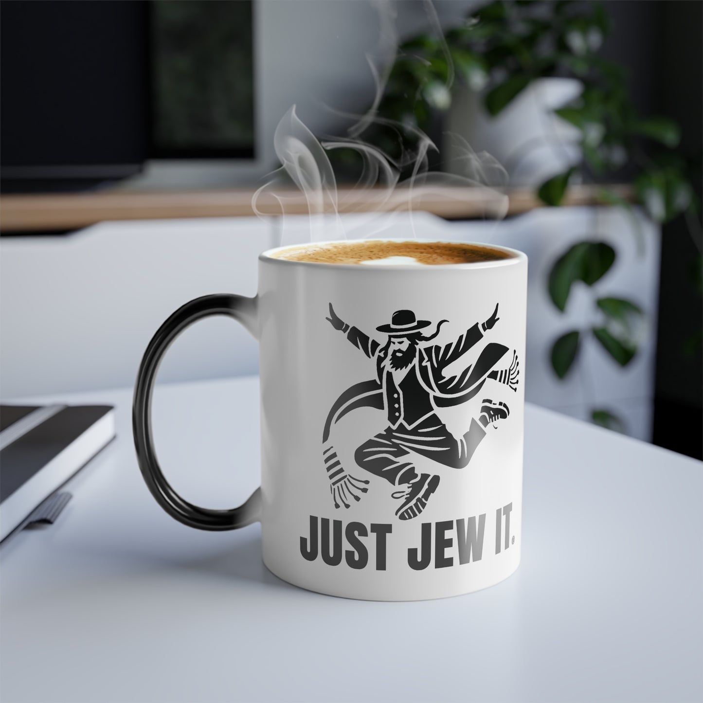 Color Morphing Mug - Just Jew It® Official Rabbi Mug, Heat Sensitive Ceramic Cup for Coffee & Tea, Rabbi Design Gifts, Religious Coffee