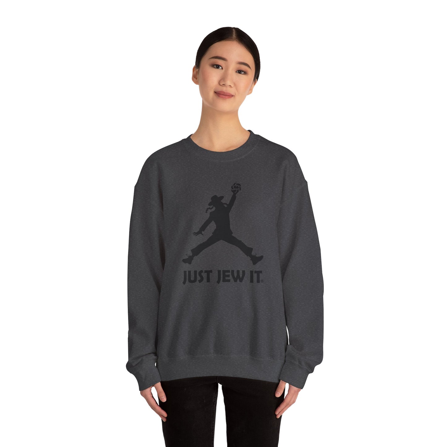Just Jew It® Official Sweatshirt - Jumping Man with Challa Bread