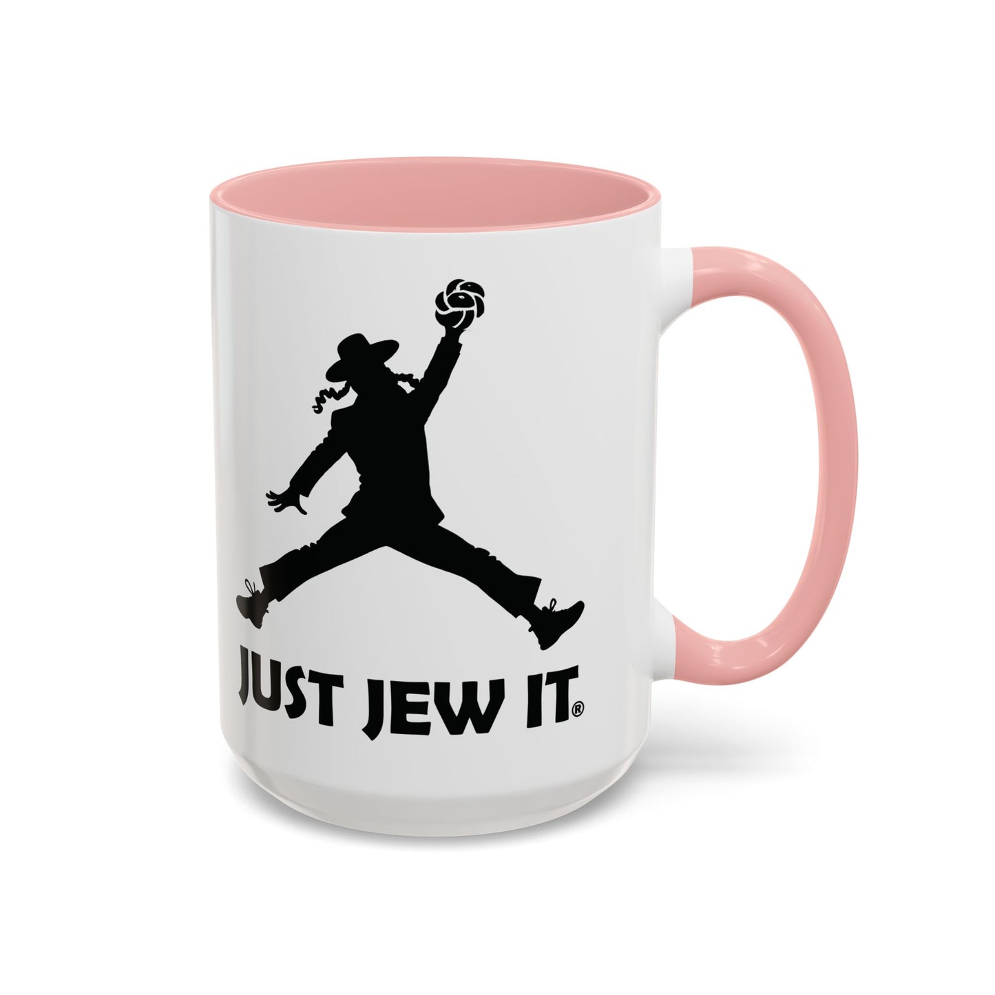 Just Jew It® Funny Rabbi Dunking Challa Bread Accent Mug, Jewish Humor Coffee Cup, Just Jew It Gift, 11, 15oz, Tea Mug, Ceramic Mug, Kitchen