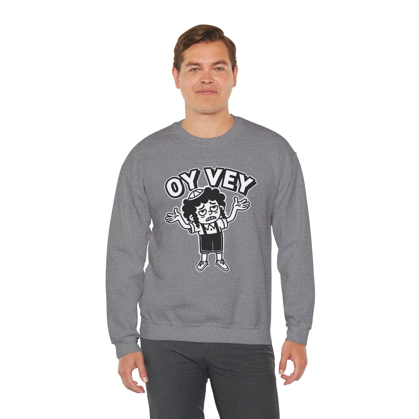 Oy Vey Tired Kid - Adult Sweatshirt Funny Gift for Food Lovers, Cozy Crewneck for Everyday Wear, Perfect for Holidays & Casual Events