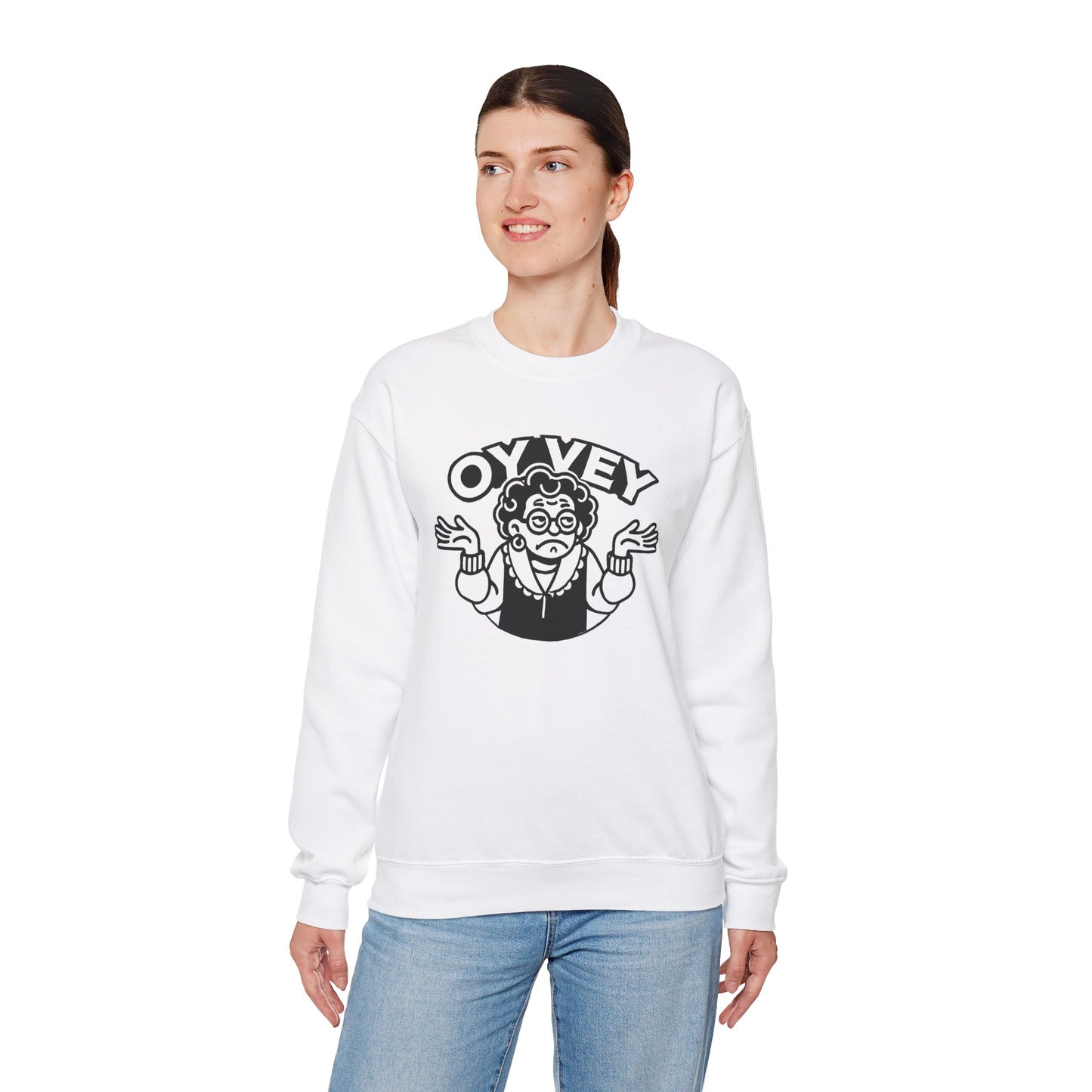 Oy Vey All Day - Granny Shrug Sweater Funny Gift for Food Lovers, Cozy Crewneck for Everyday Wear, Perfect for Holidays & Casual Events