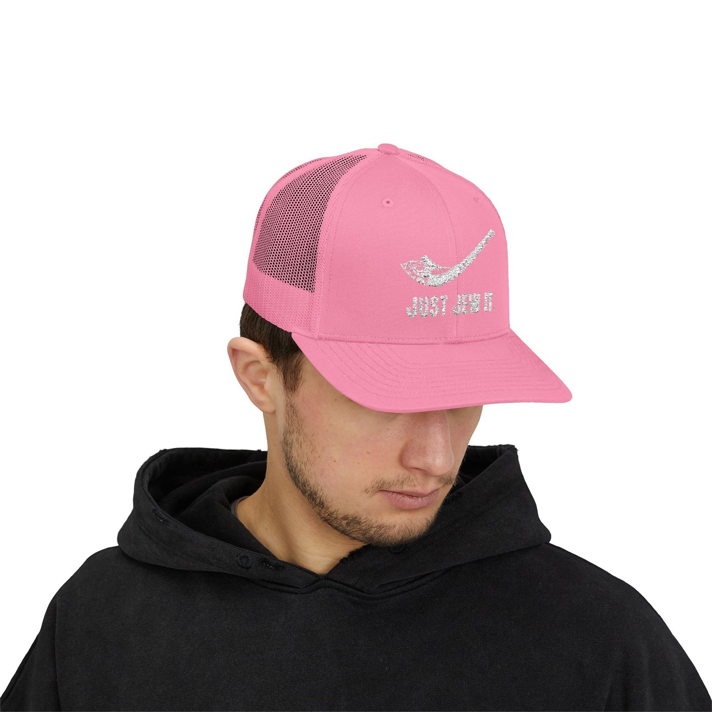 Embroidered Just Jew It® Official Snapback Trucker Cap - Stylish Mesh Hat for Jewish Culture & Pride