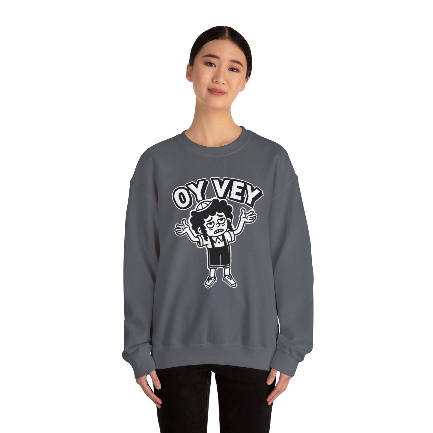 Oy Vey Tired Kid - Adult Sweatshirt Funny Gift for Food Lovers, Cozy Crewneck for Everyday Wear, Perfect for Holidays & Casual Events