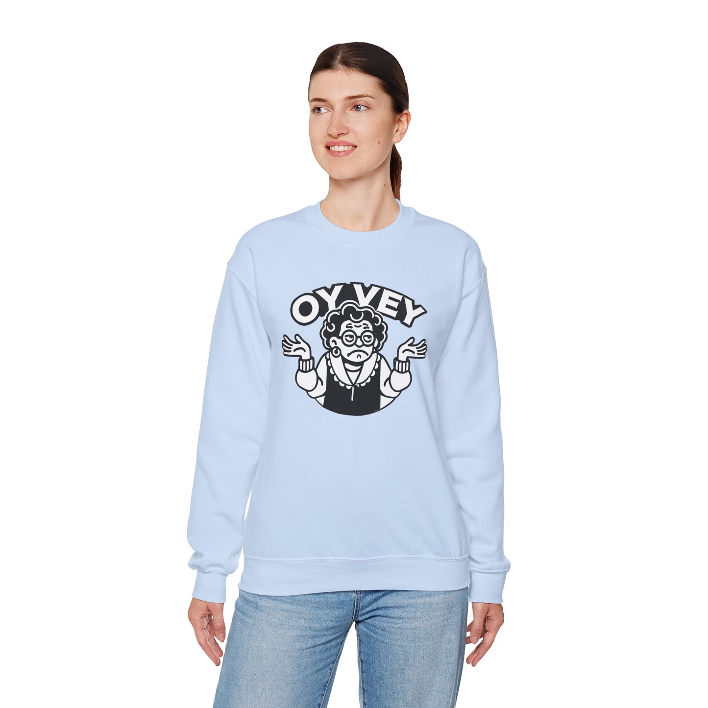 Oy Vey All Day - Granny Shrug Sweater Funny Gift for Food Lovers, Cozy Crewneck for Everyday Wear, Perfect for Holidays & Casual Events