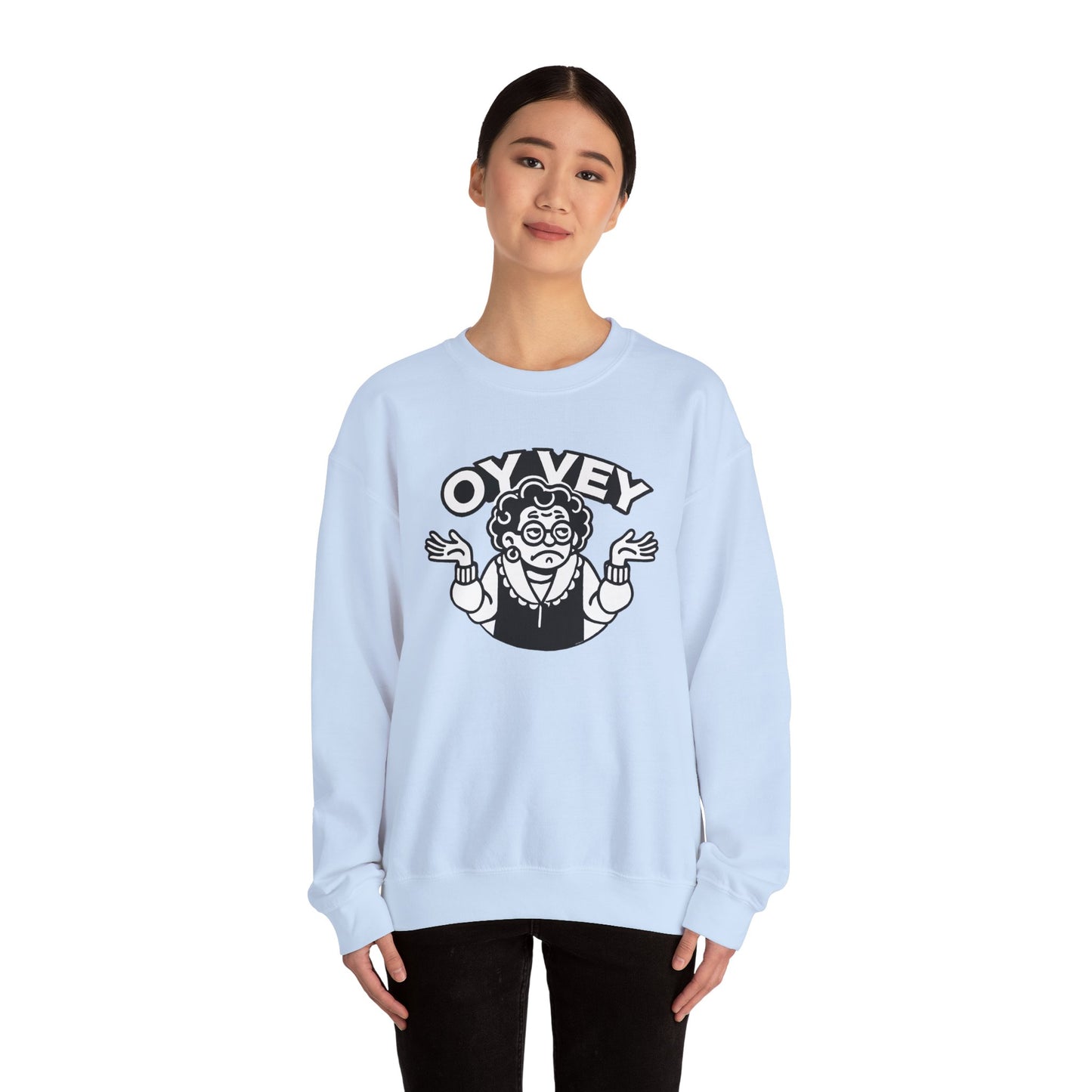 Oy Vey All Day - Granny Shrug Sweater Funny Gift for Food Lovers, Cozy Crewneck for Everyday Wear, Perfect for Holidays & Casual Events