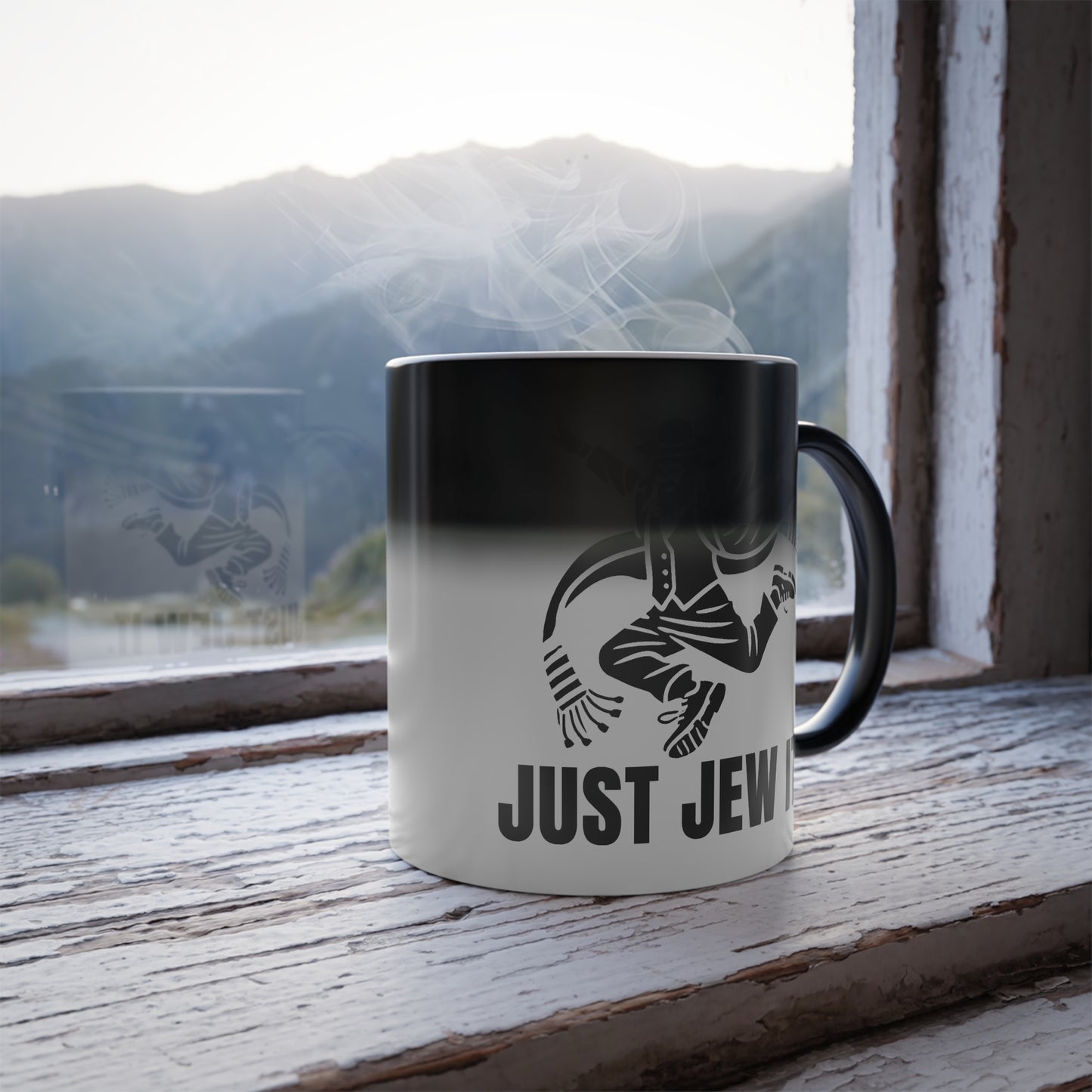 Color Morphing Mug - Just Jew It® Official Rabbi Mug, Heat Sensitive Ceramic Cup for Coffee & Tea, Rabbi Design Gifts, Religious Coffee