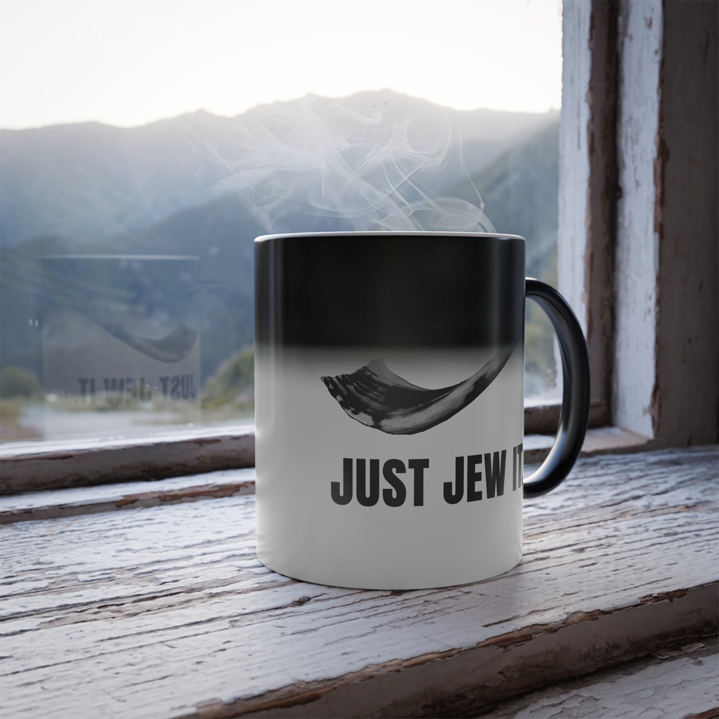 Color Morphing Mug, 11oz - Just Jew It® Official Mug Logo WIth Shofar, Jewish Gift, Coffee Cup, Tea Mug, Unique Present, Ceramic Drinkware