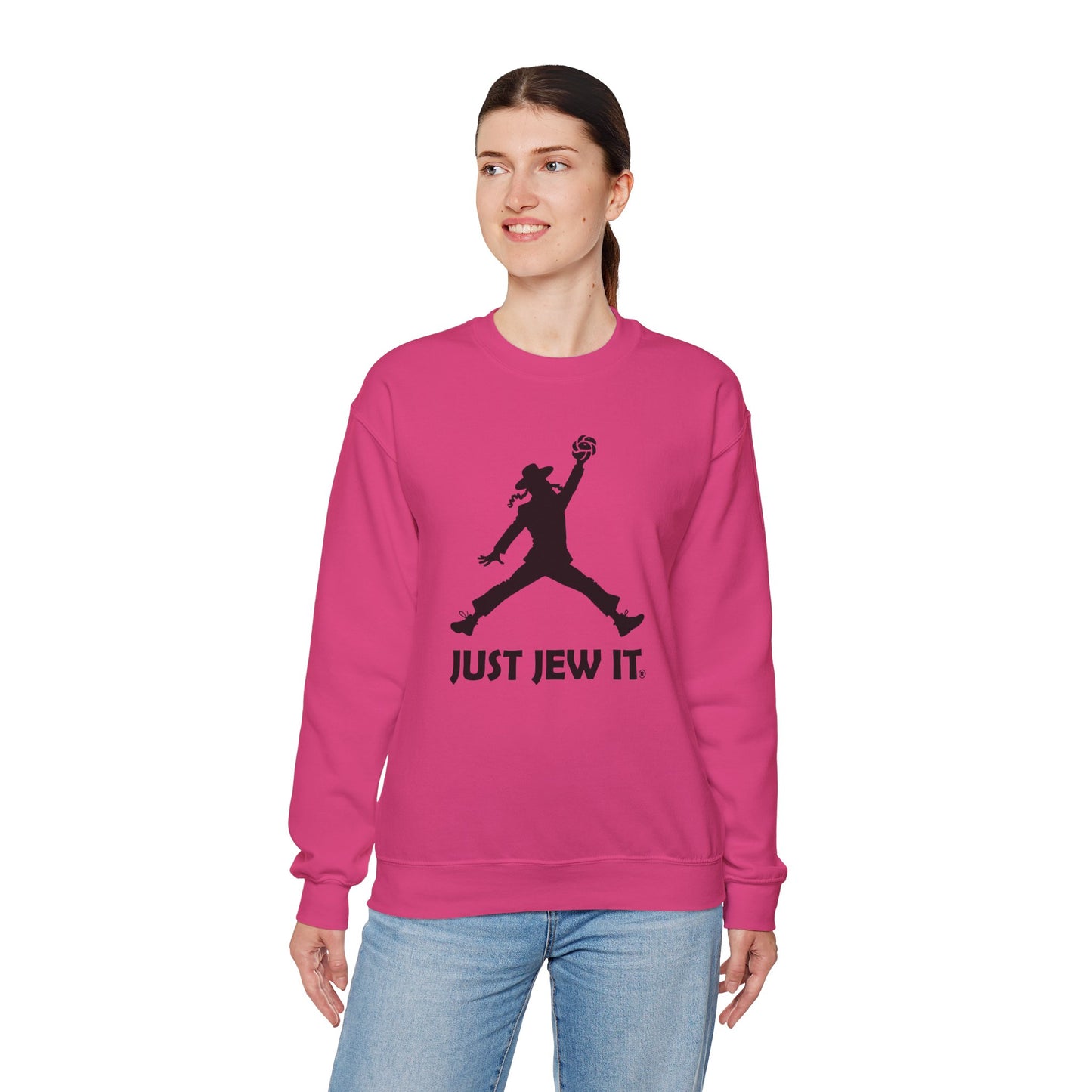 Just Jew It® Official Sweatshirt - Jumping Man with Challa Bread
