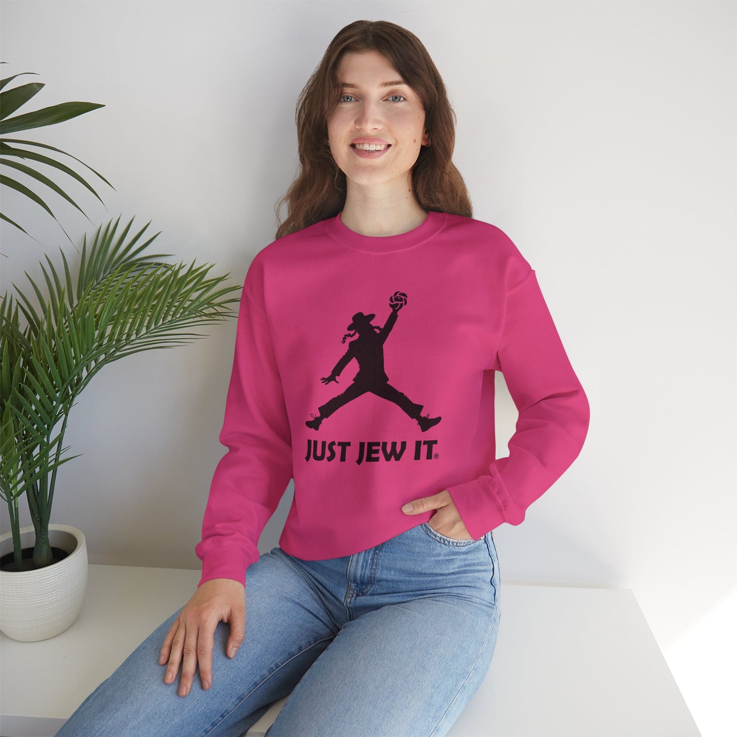 Just Jew It® Official Sweatshirt - Jumping Man with Challa Bread