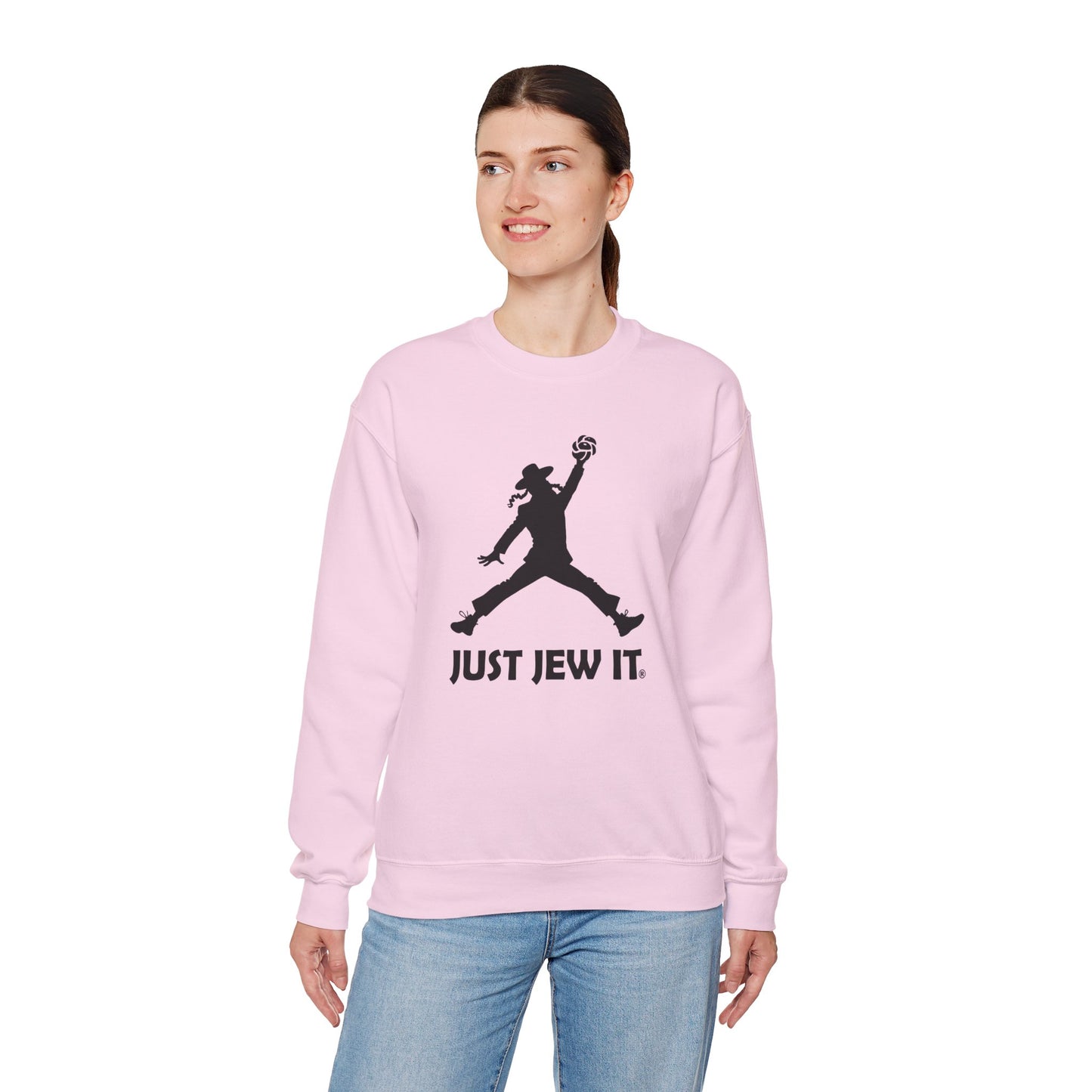 Just Jew It® Official Sweatshirt - Jumping Man with Challa Bread