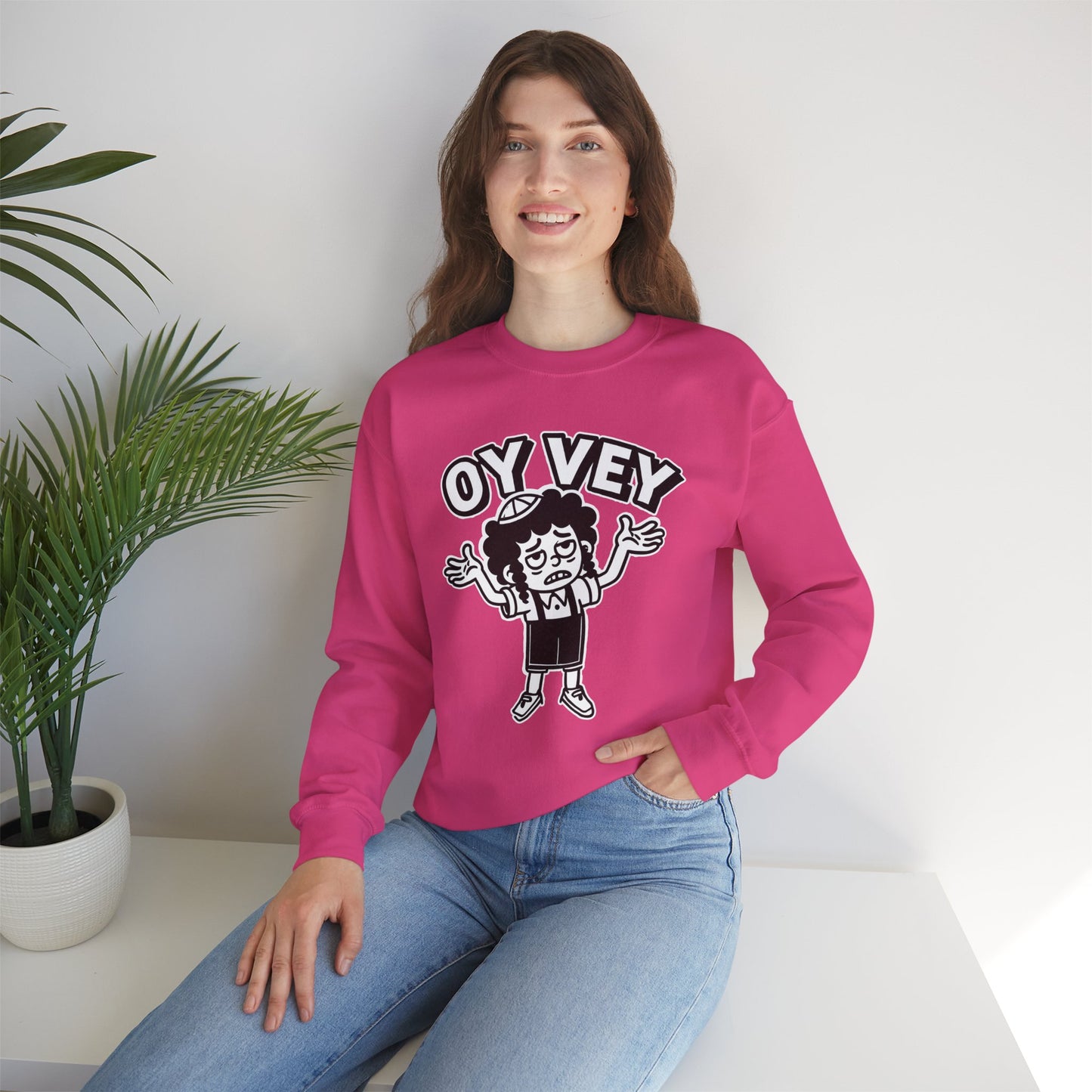 Oy Vey Tired Kid - Adult Sweatshirt Funny Gift for Food Lovers, Cozy Crewneck for Everyday Wear, Perfect for Holidays & Casual Events
