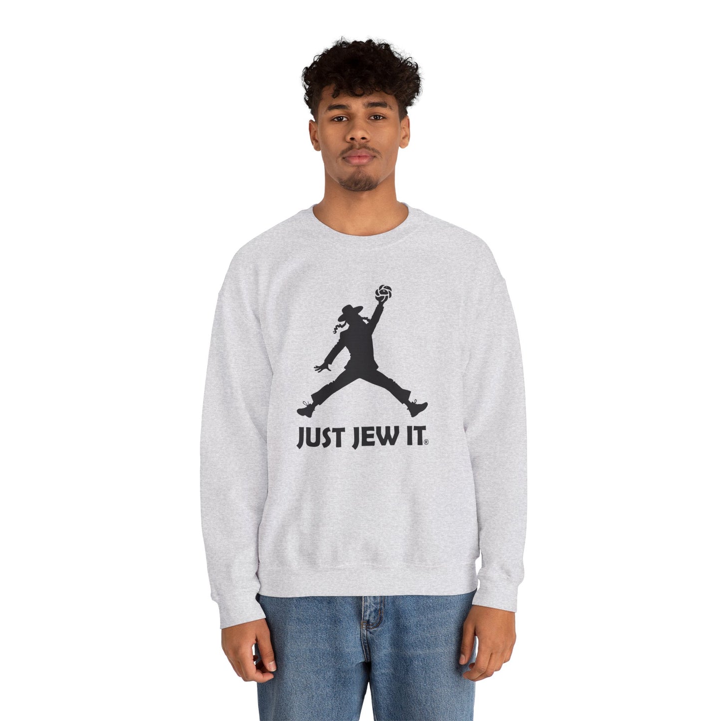 Just Jew It® Official Sweatshirt - Jumping Man with Challa Bread