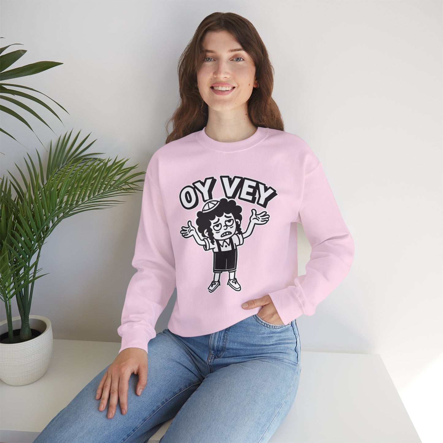 Oy Vey Tired Kid - Adult Sweatshirt Funny Gift for Food Lovers, Cozy Crewneck for Everyday Wear, Perfect for Holidays & Casual Events