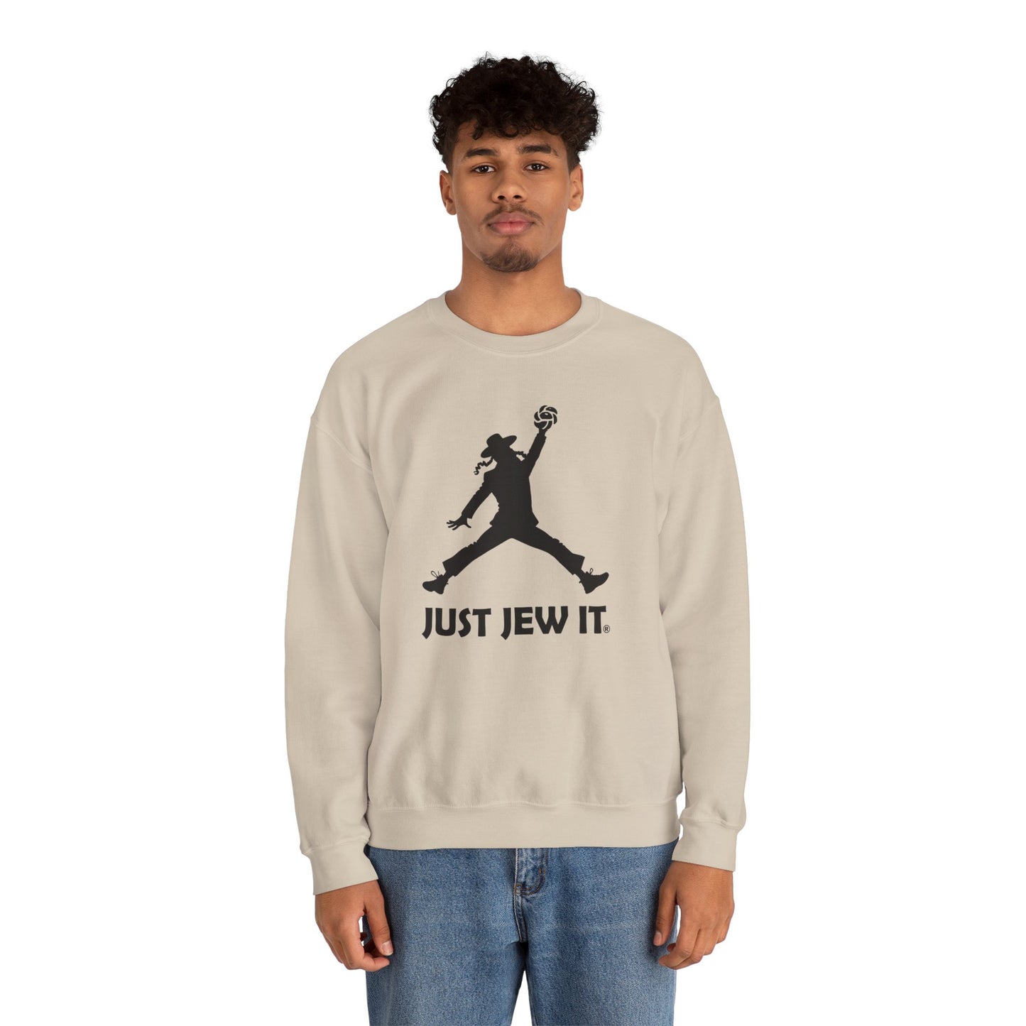 Just Jew It® Official Sweatshirt - Jumping Man with Challa Bread